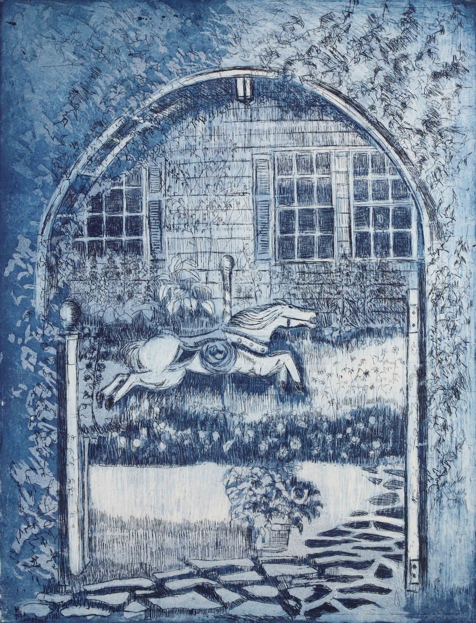 Stephen E. Chase Etching "The Chanticleer", circa 1995 - 2