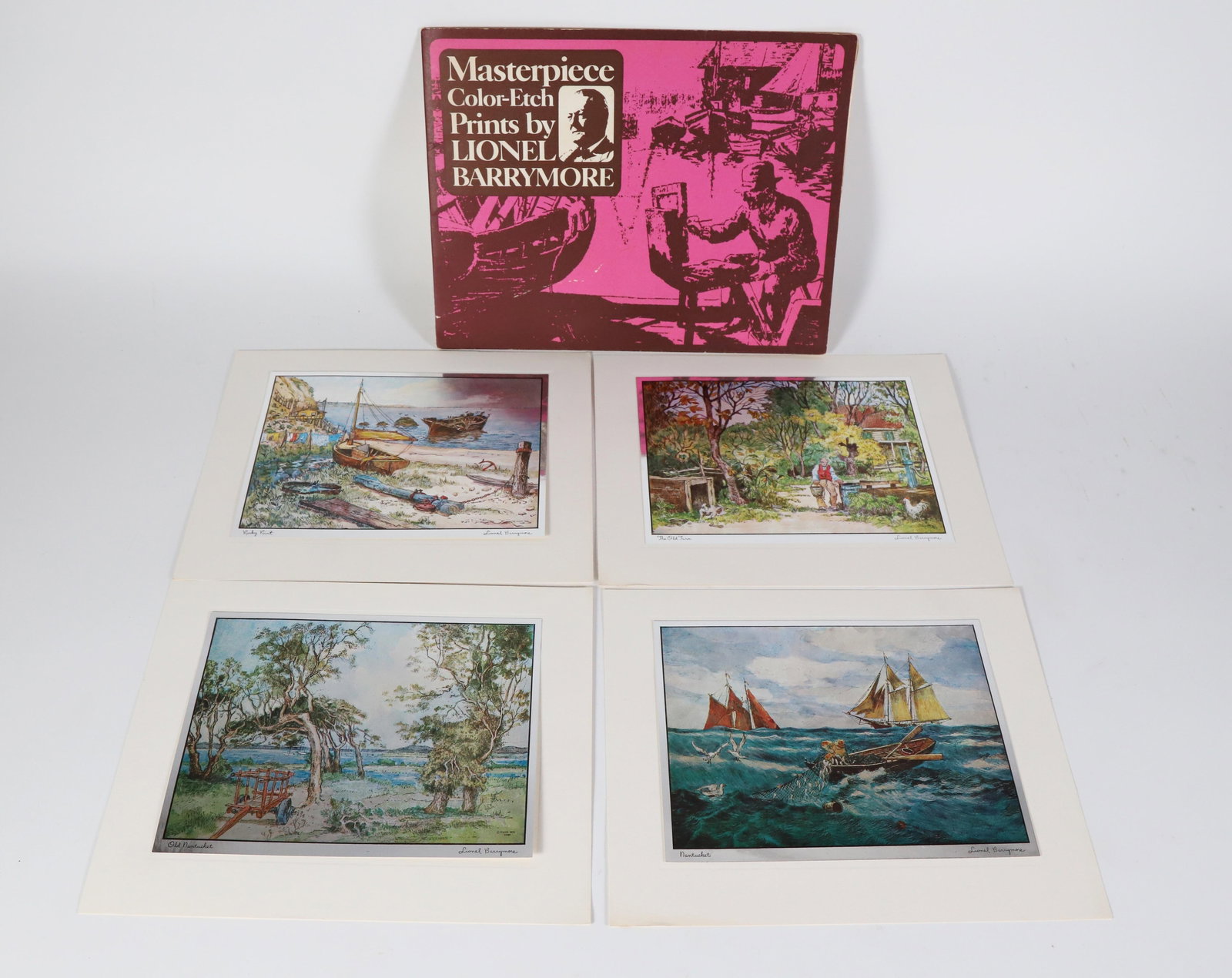 Lionel Barrymore "Masterpiece Color Etching Prints" Folio with 4 Prints: Lionel Barrymore "Masterpiece Color Etching Prints" Folio with 4 Prints Folio 8 in. x 11 in. Prints 6 in. x 7 in.