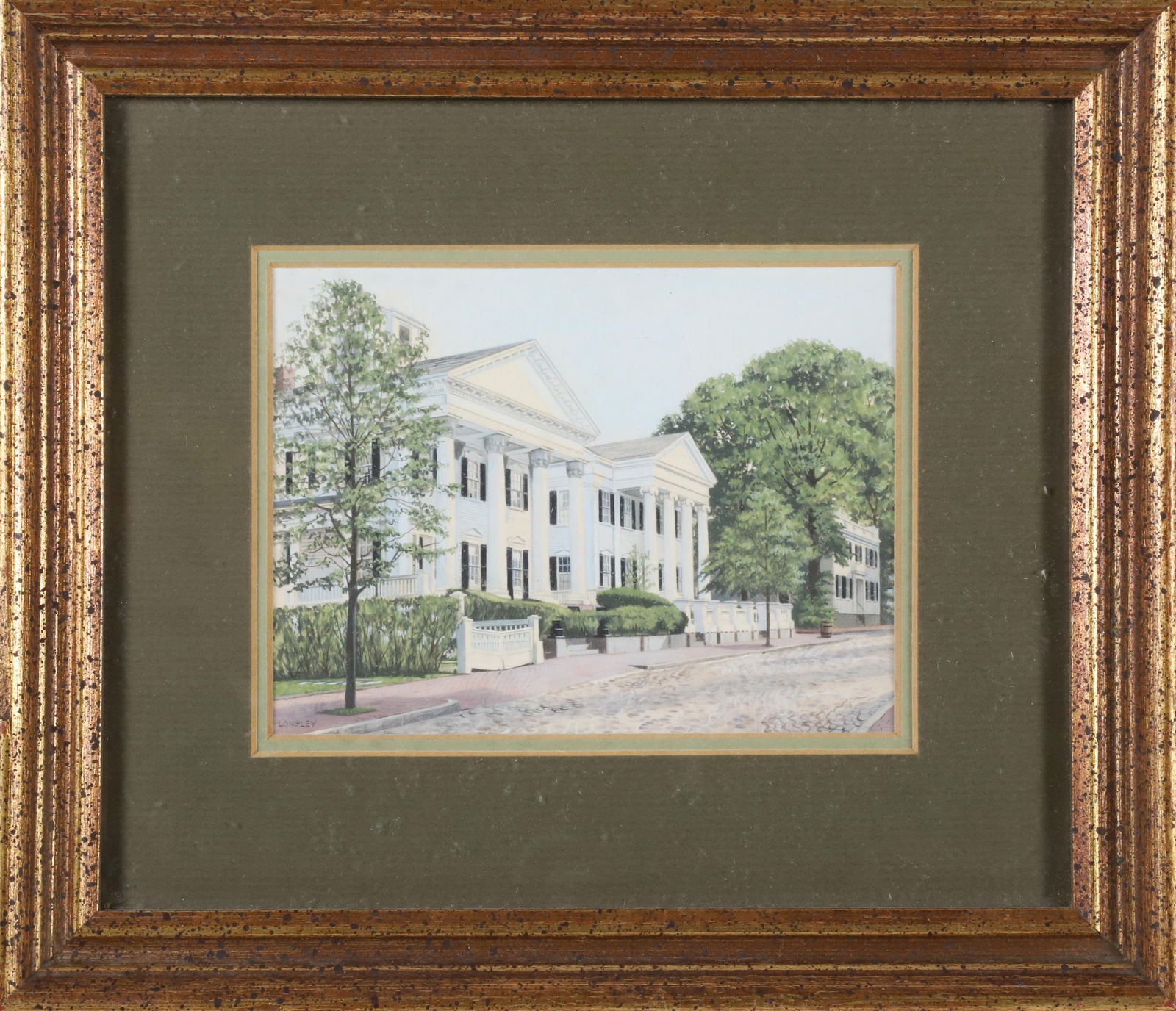 Pat Longley Watercolor On Paper "Portrait of 94 Main and the Hadwen House" (1 of 4)