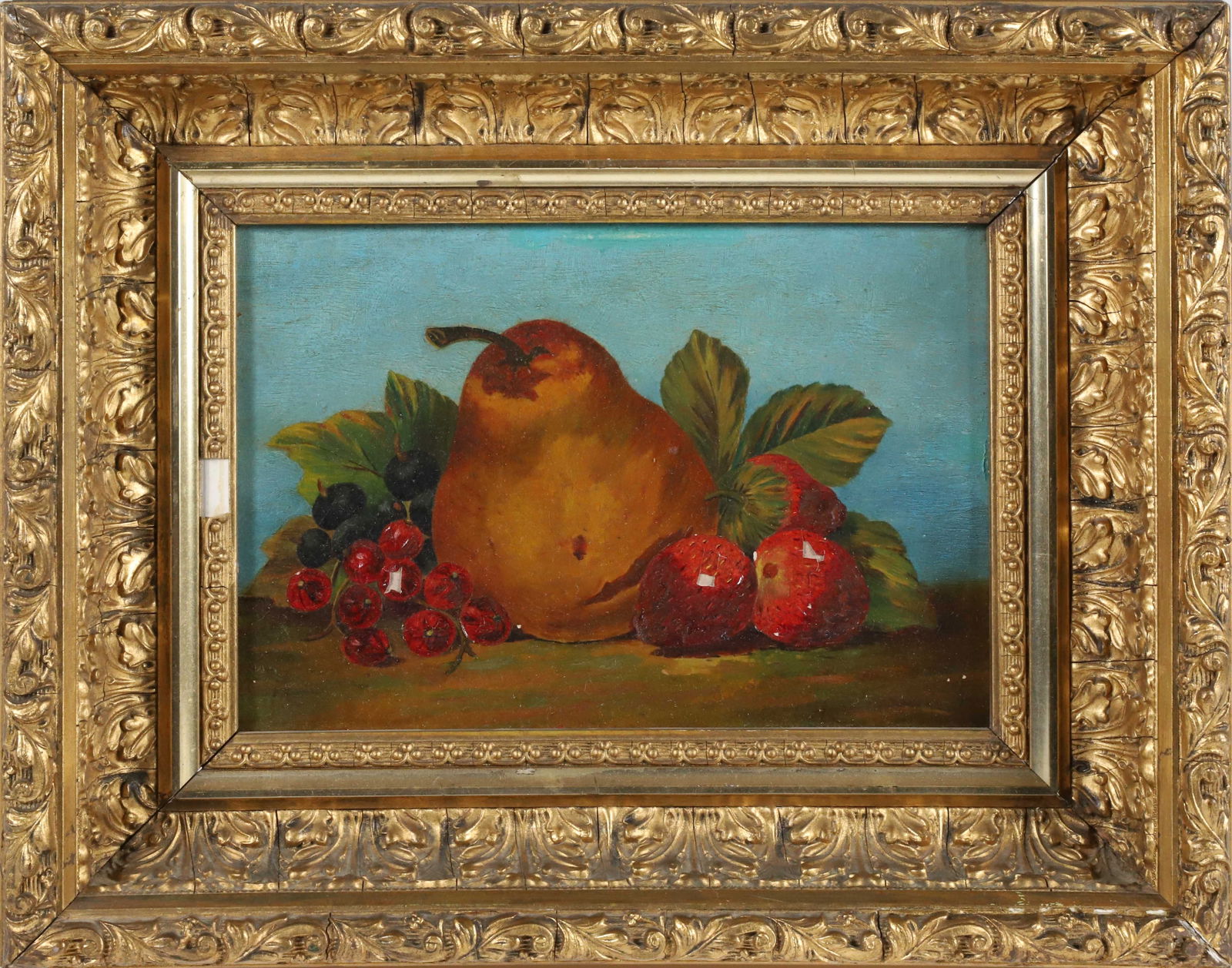 Antique Fruit Still Life Oil on Board in Period Gilt Frame (1 of 4)