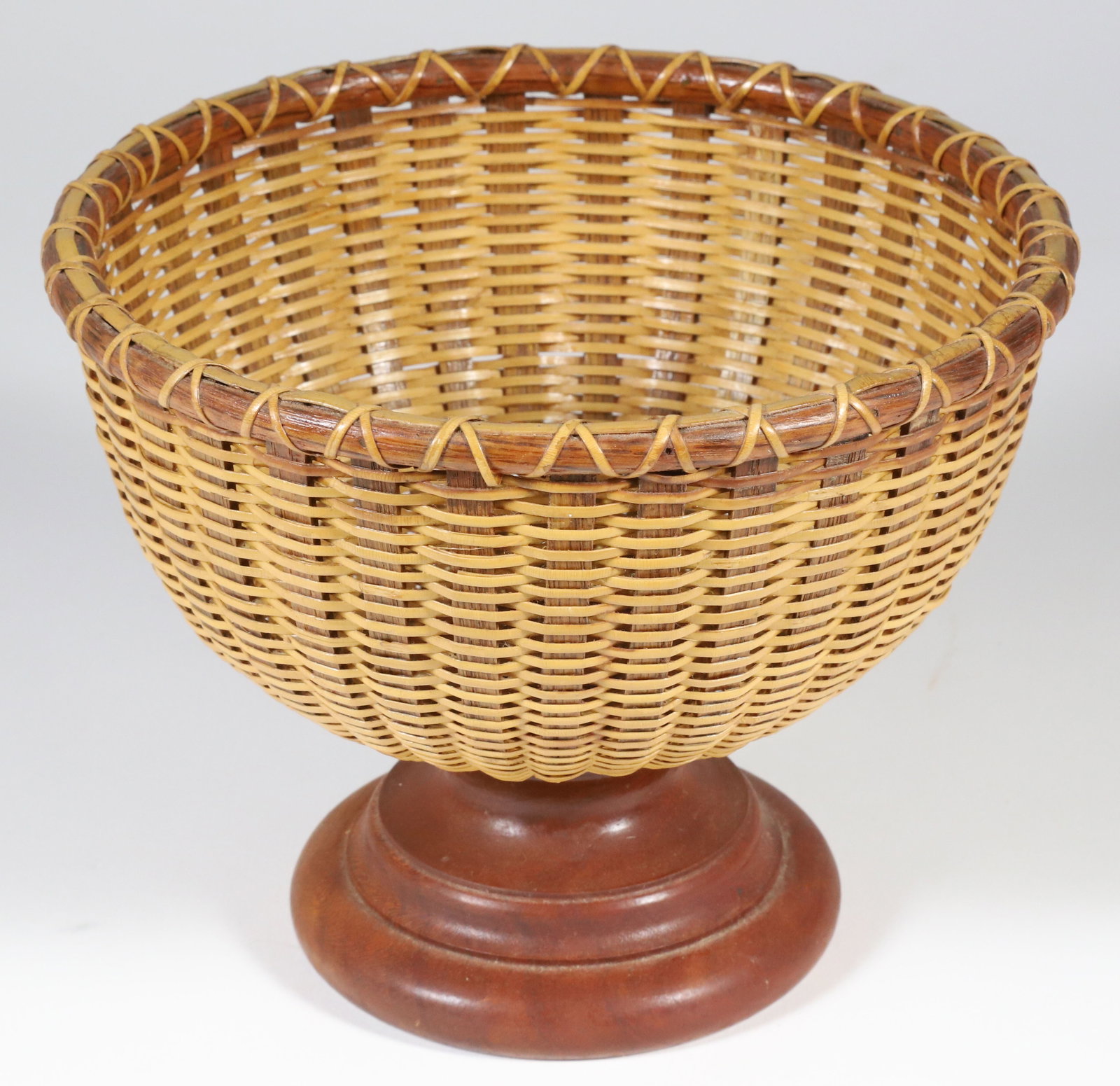 Harry Hilbert Nantucket Basket Mounted on a Turned Pedestal, circa 2002 (1 of 5)