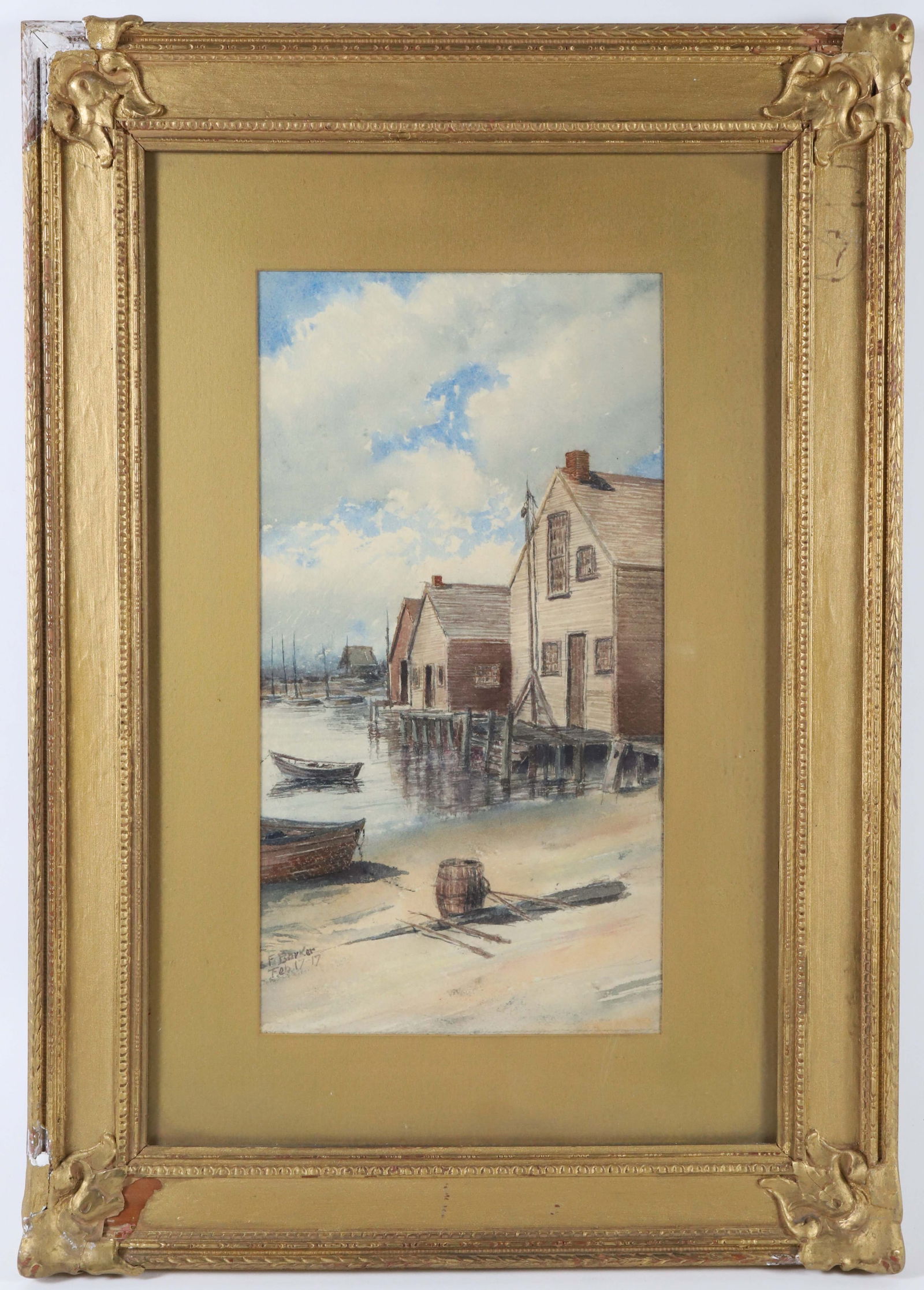James Francis Barker Watercolor On Paper "North Wharf" (1 of 5)