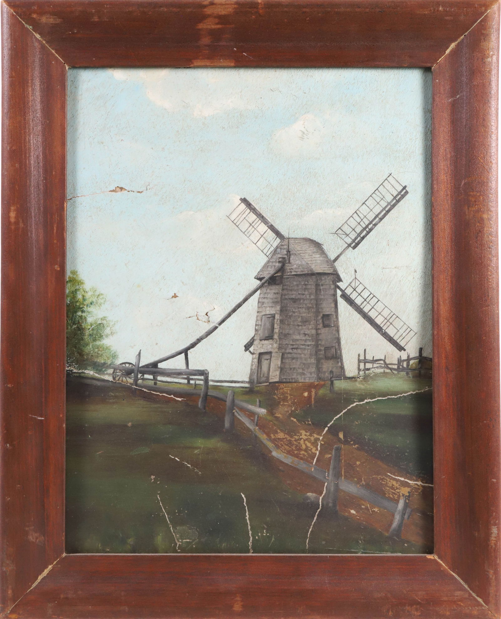 1910s Oil on Artist Board "View of the Old Mill Nantucket" (1 of 5)