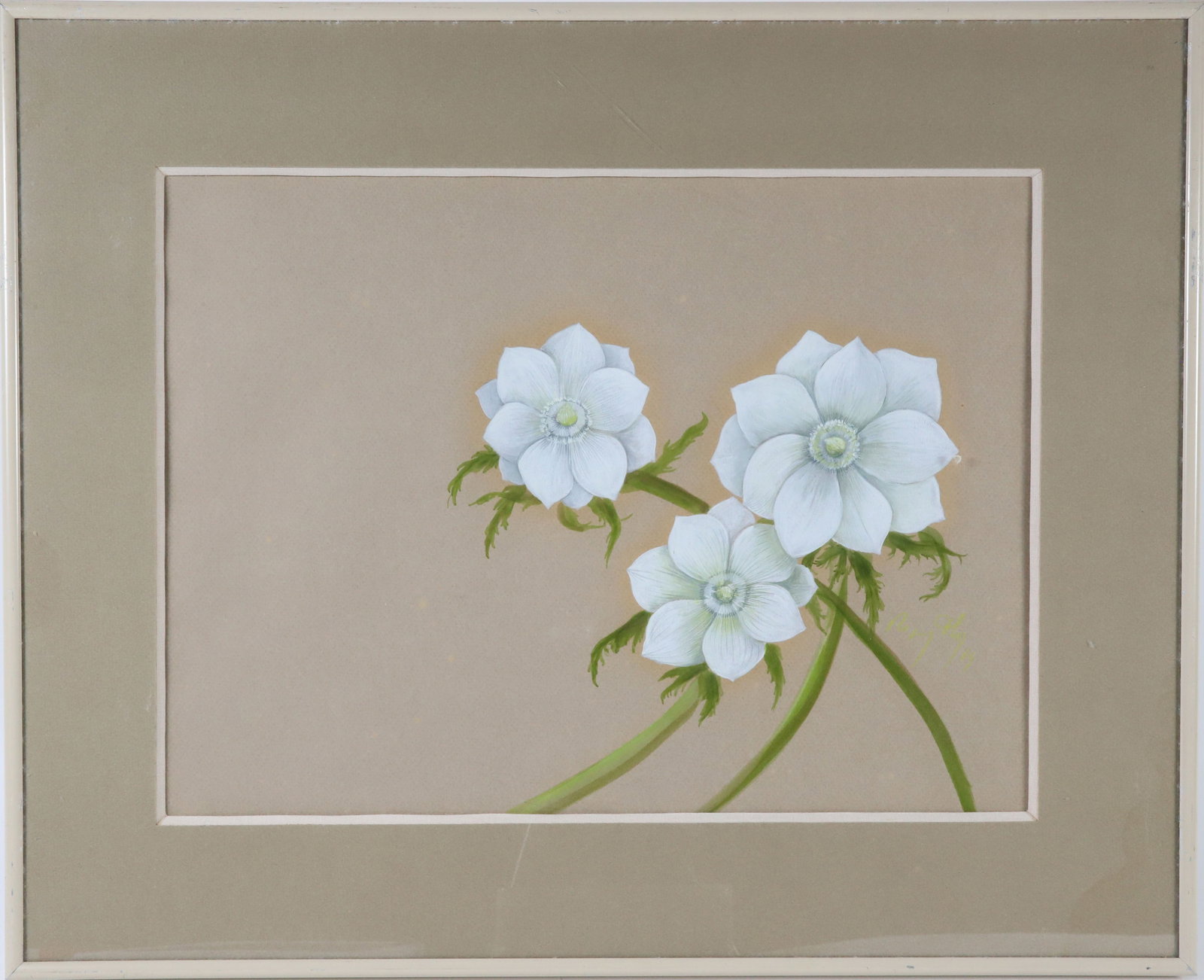 Mary Gary Watercolor On Paper "White Anemone" (1 of 4)