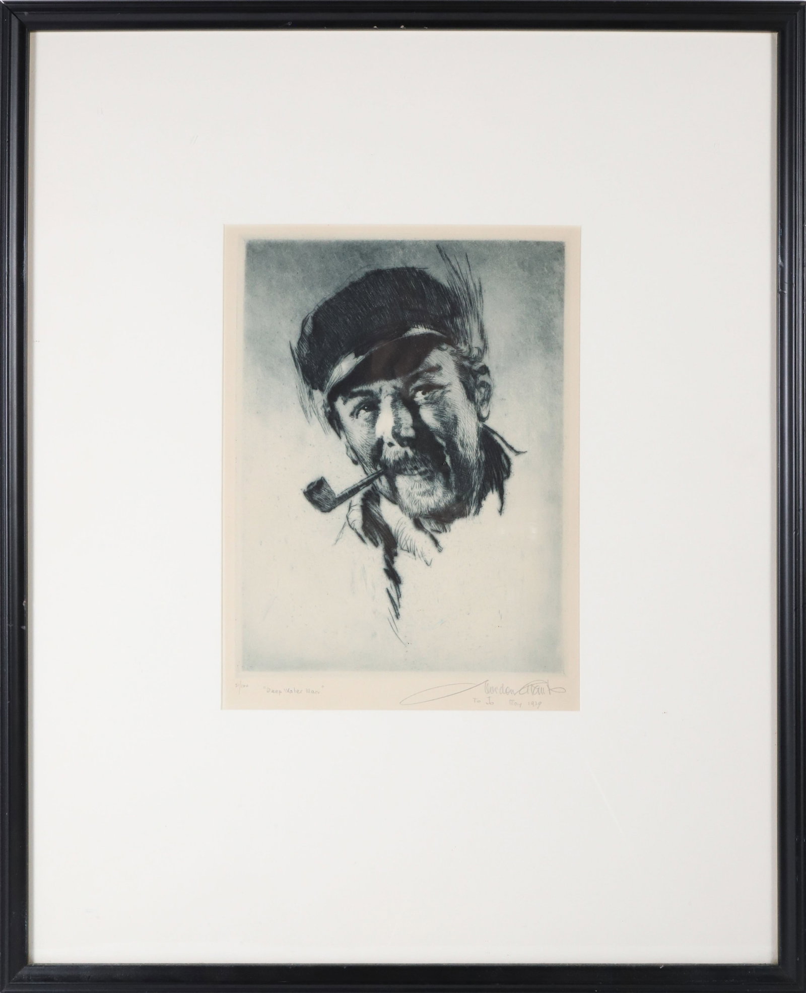 Gordon Hope Grant Limited Edition Black and White Lithograph "Deep Water Man" (1 of 4)