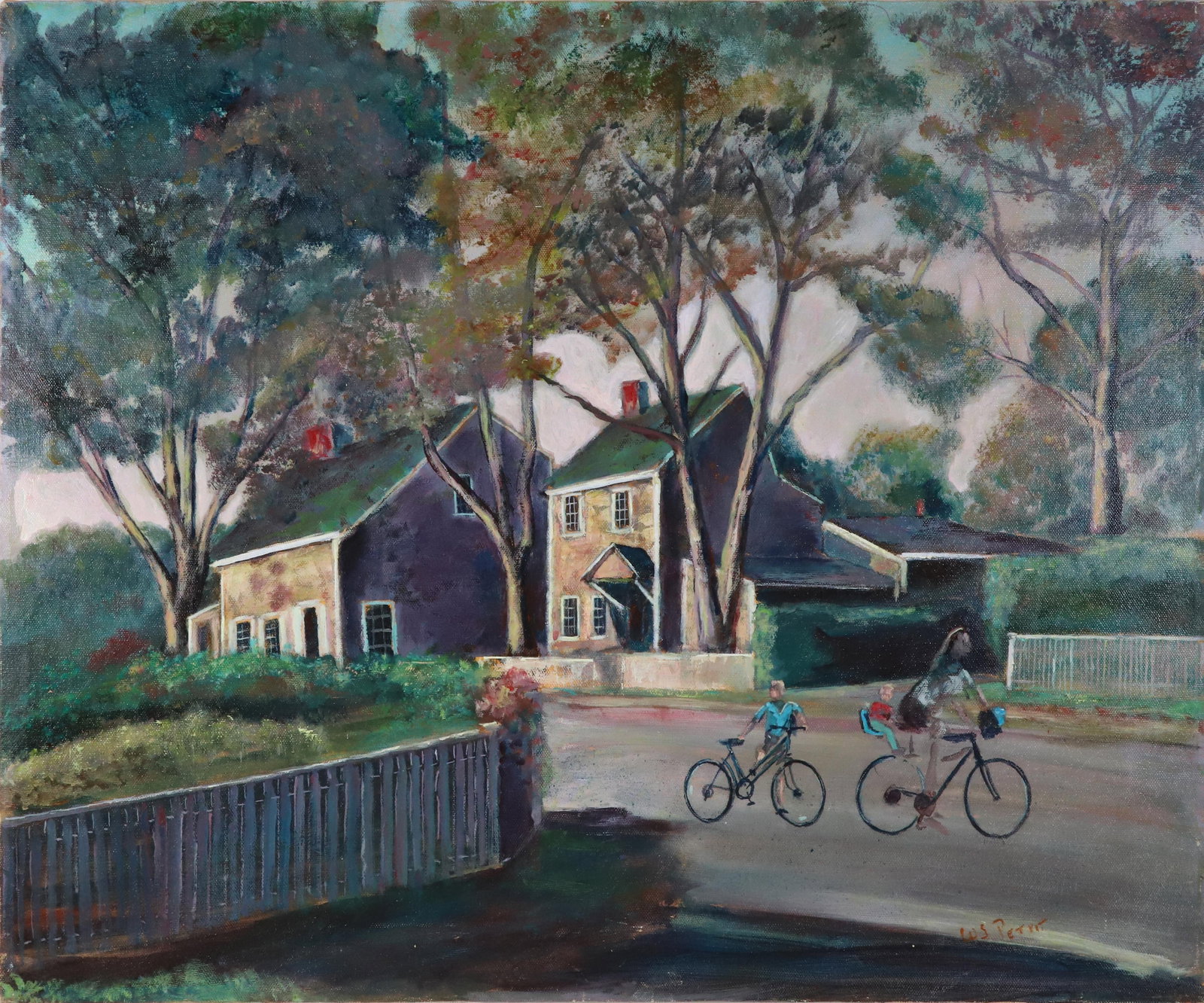 William S. Pettit Acrylic on Canvas "Joy Street, Nantucket": William S. Pettit Acrylic on Canvas "Joy Street, Nantucket", signed bottom right W.S. Pettit. Unframed, 20 in. x 24 in.