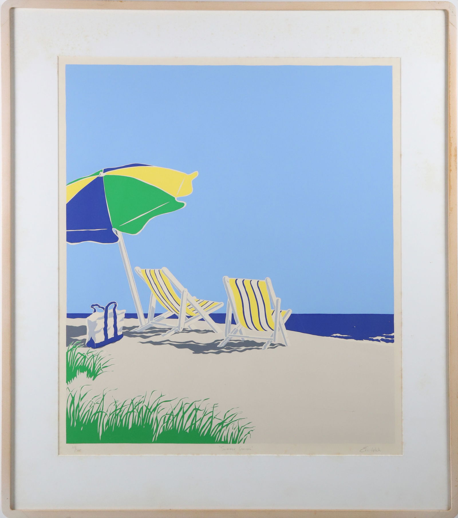 Eric Holch Limited Edition Silkscreen "Summer Canvas", Edition #207/300: Eric Holch Limited Edition Silkscreen "Summer Canvas", Edition #207/300, pencil signed, titled and numbered along lower margin, matted and framed. 25 in. x 21 in. Framed 32 in. x 28 in.