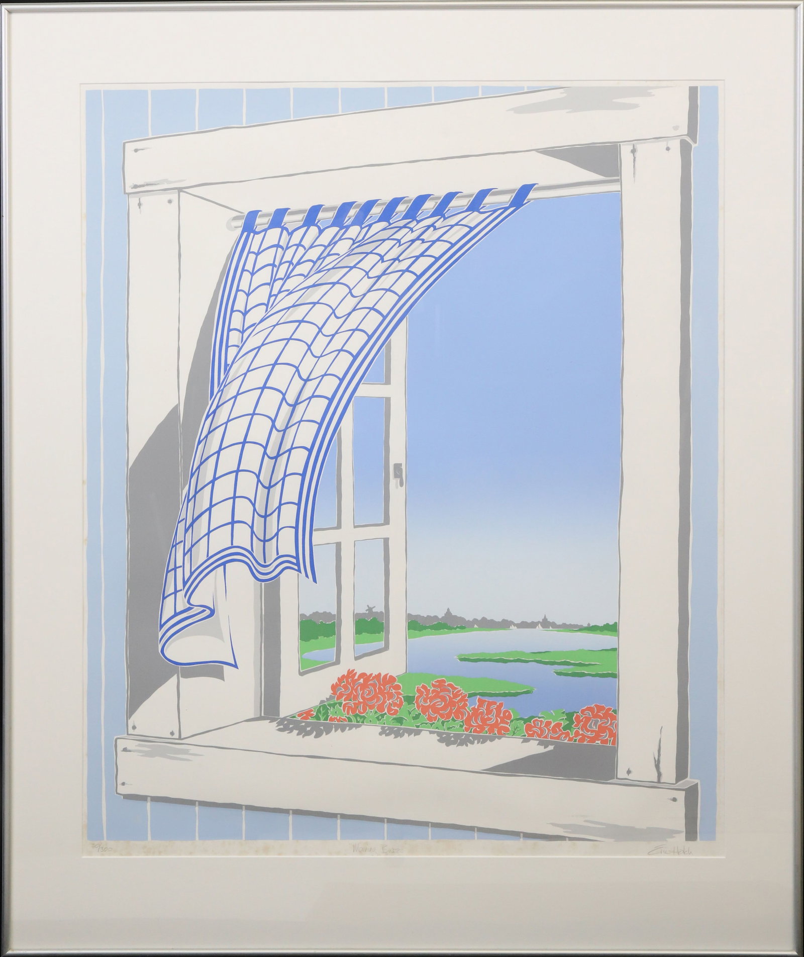 Eric Holch Limited Edition Silk Screen "Morning Breeze": Eric Holch Limited Edition Silk Screen "Morning Breeze", pencil signed, titled and edition # 10/300 along lower margin, matted and framed Overall 37 in. x 30 in.