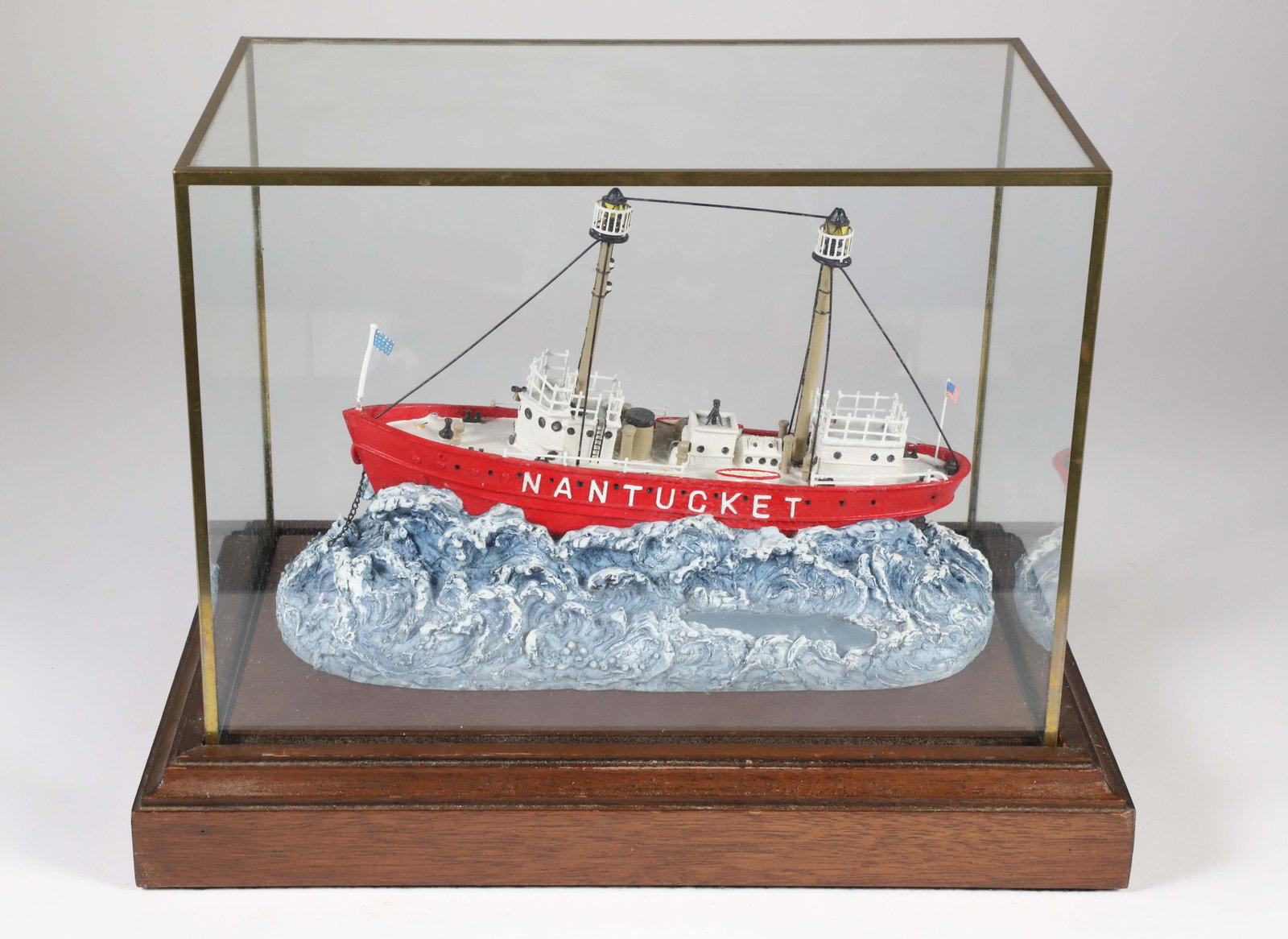 Cased Model of the Nantucket Lightship by Cheryl Spencer Collins: Cased Model of the Nantucket Lightship by Cheryl Spencer Collins, label on base and signed 9 in. x 7 in. x 11 in.