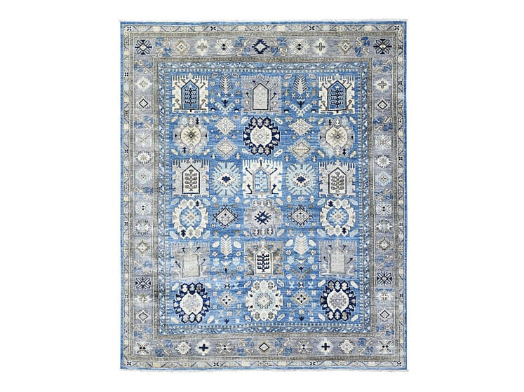 Shades of Blue, White and Grey Afghan Ersari Hand Knotted Wool Carpet, Natural Dyes (1 of 5)
