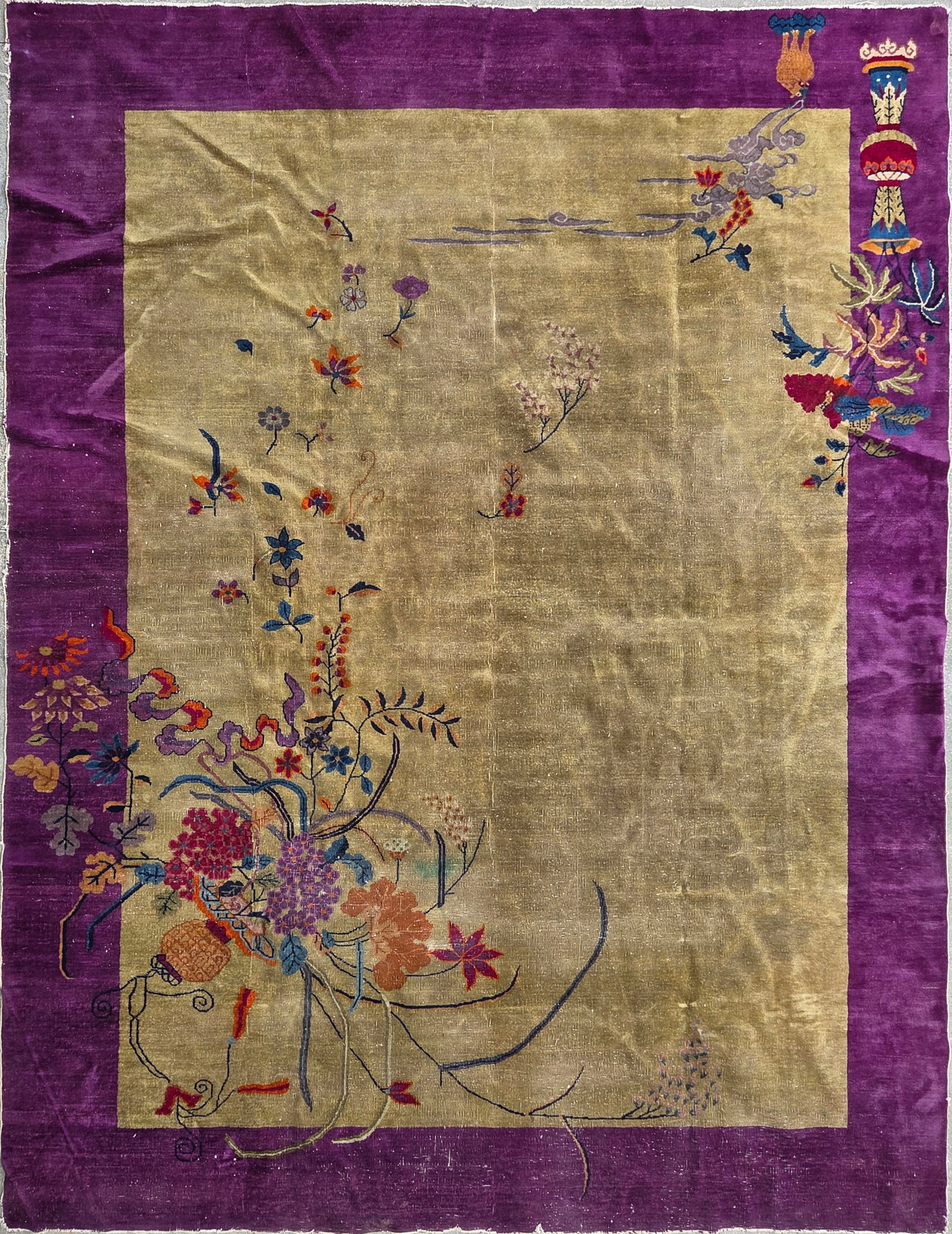 Antique Floral Pictorial Chinese Peking Carpet, circa 1920s: Antique Floral Pictorial Chinese Peking Carpet, circa 1920s 11 ft. 6 in. x 9 ft. 2 in.