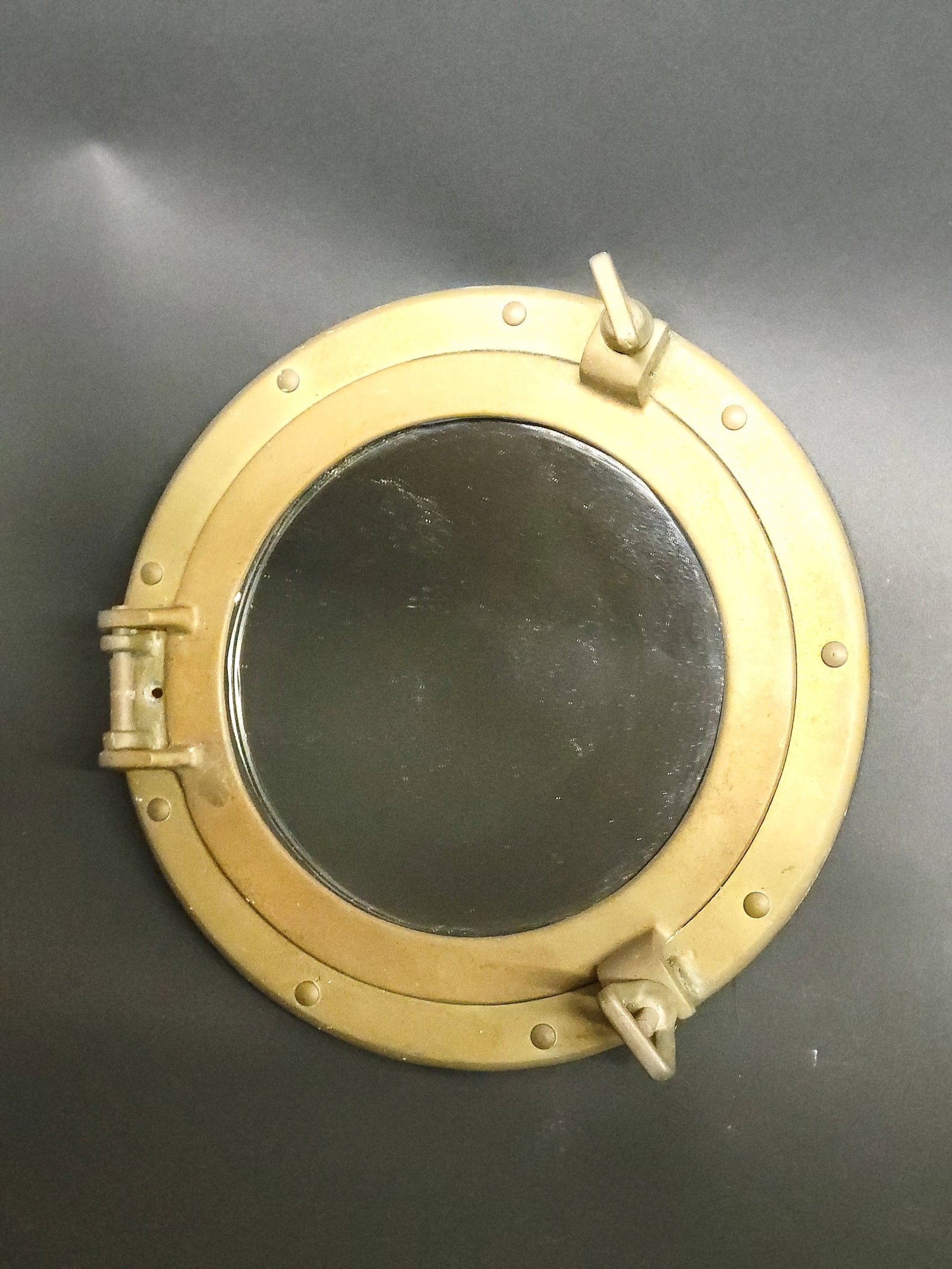 Vintage Decorative Brass Nautical Ship Porthole Mirror: Vintage Decorative Brass Nautical Ship Porthole Mirror Diameter 11.75 in.