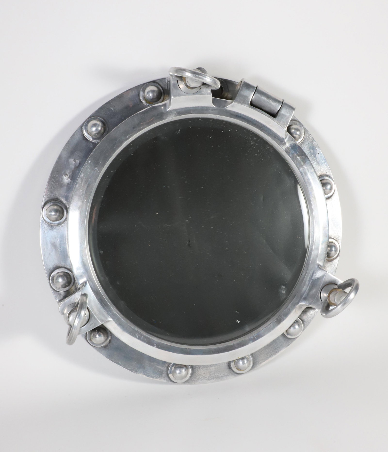 Contemporary Chrome Ship's Porthole Window Mirror Frame: Contemporary Chrome Ship's Porthole Window Mirror Frame Diameter 19 in.