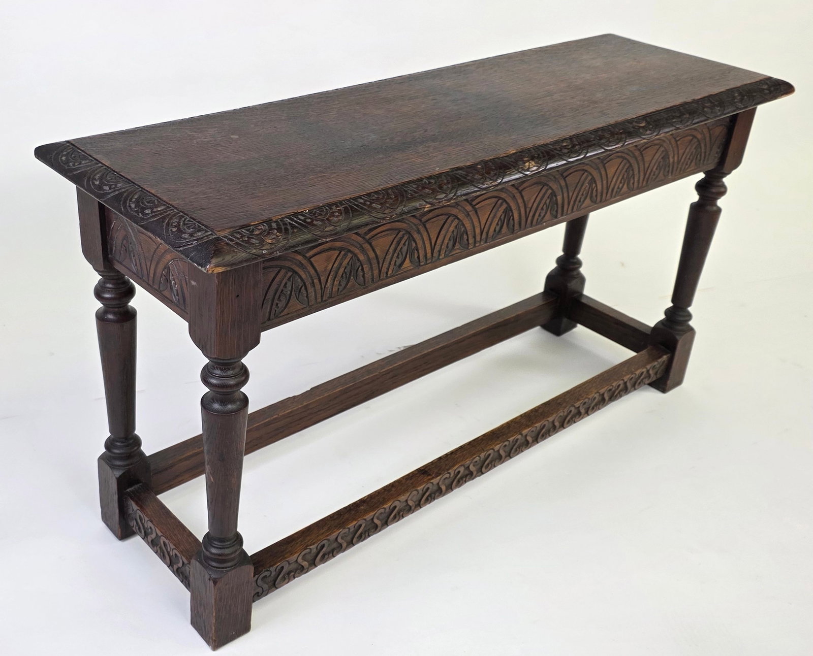 Antique English Oak Rectangular Joint Stool Bench (1 of 6)