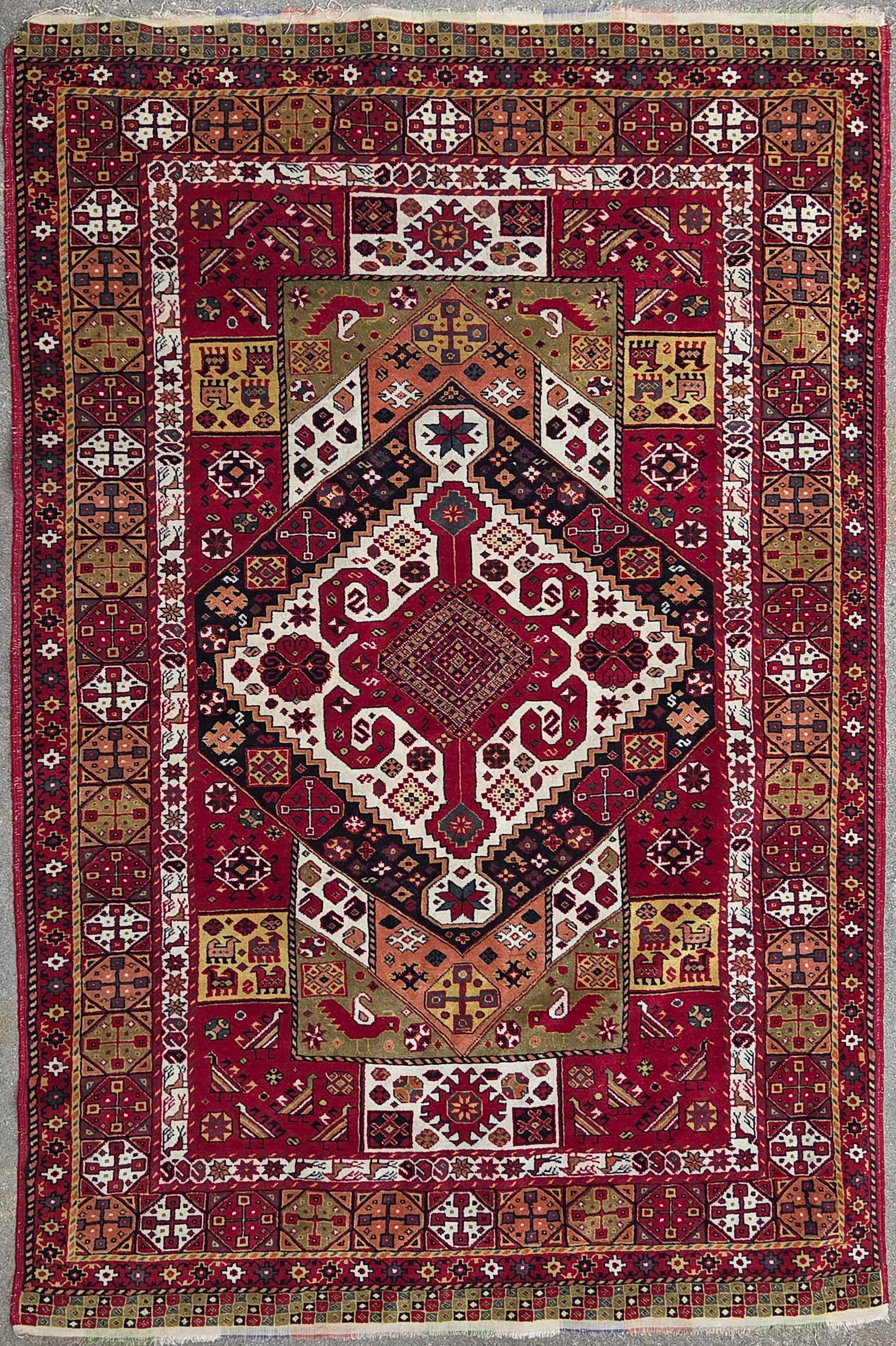 Semi Antique Persian Hand Knotted Kazak Oriental Carpet: Semi Antique Persian Hand Knotted Kazak Oriental Carpet 6 ft. 3 in. x 4 ft.