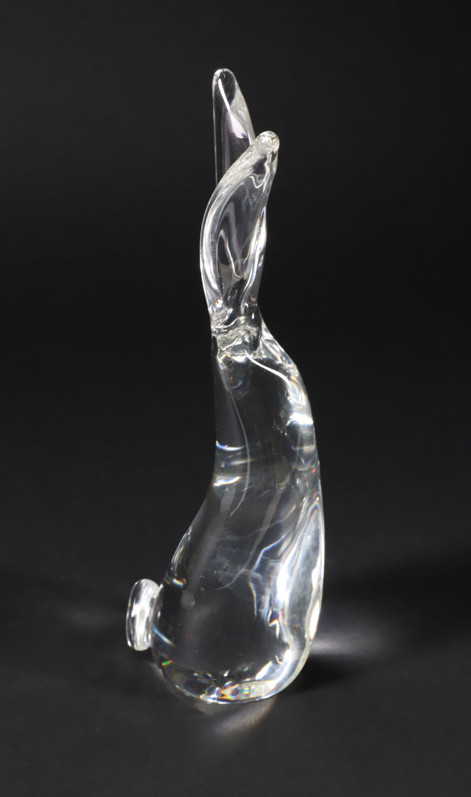 Signed Steuben Clear Glass Rabbit - 2