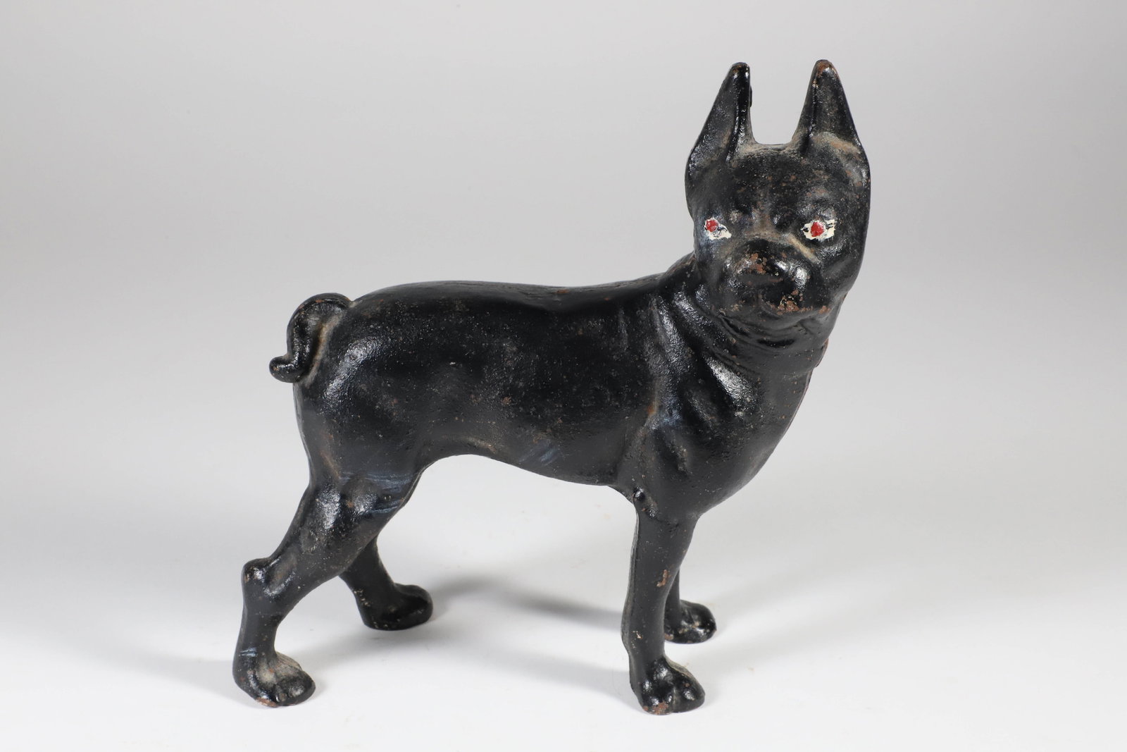 Vintage Painted Cast Iron Boston Terrier Doorstop: Vintage Painted Cast Iron Boston Terrier Doorstop Height 8 in.