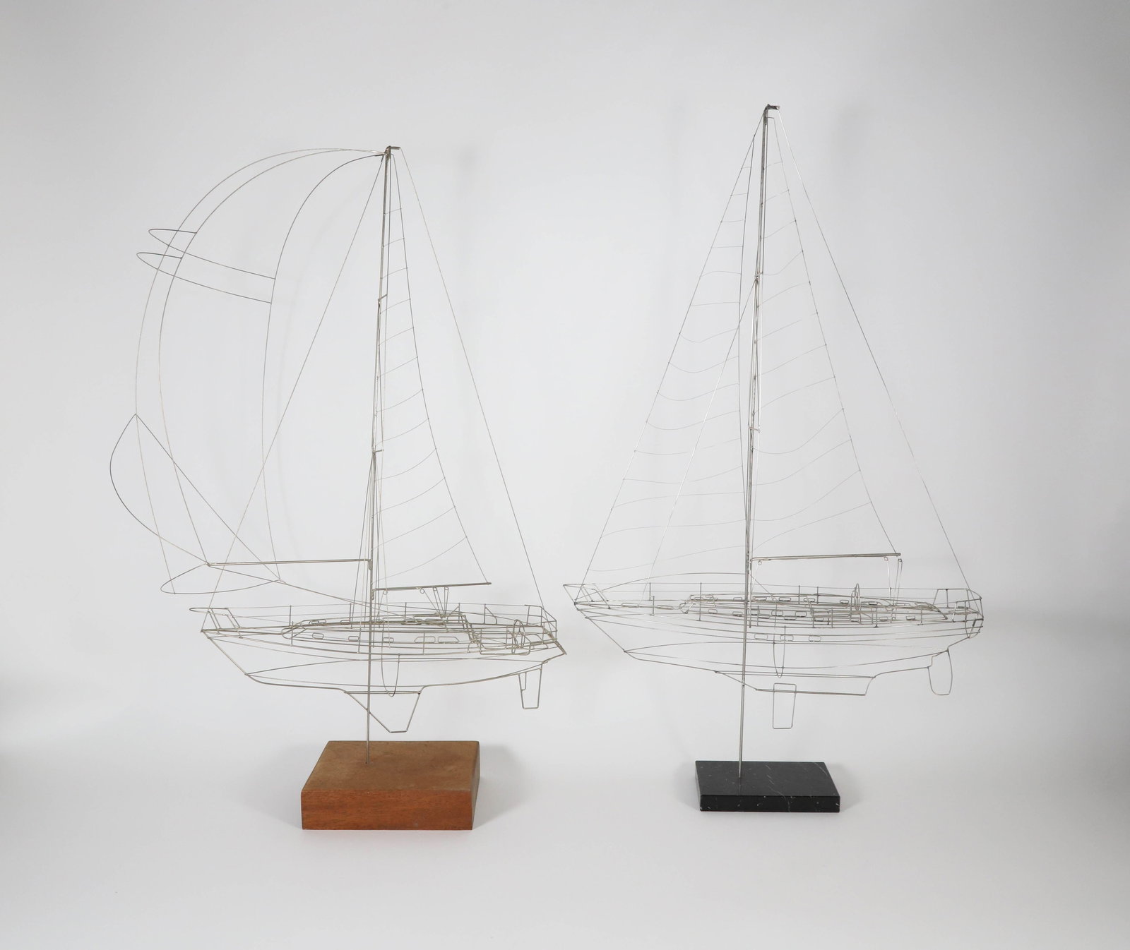 Two Wire Constructed Sailboats of the Ericsson and Little Harbor: Two Wire Constructed Sailboats of the Ericsson and Little Harbor Height 38 in. Height 46 in.
