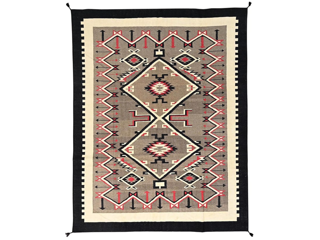 American Indian Navajo Style South West Geometric Design Flat Weave Hand Woven Wool Rug (1 of 6)