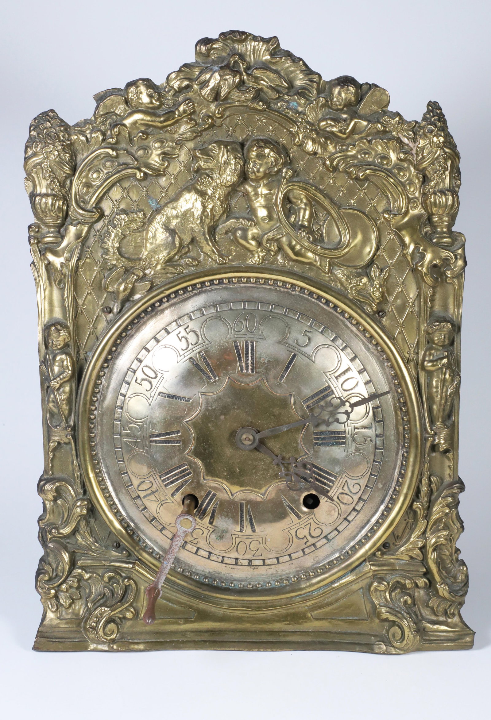 Antique Repousse Brass Dutch Wall Clock, 19th Century (1 of 6)