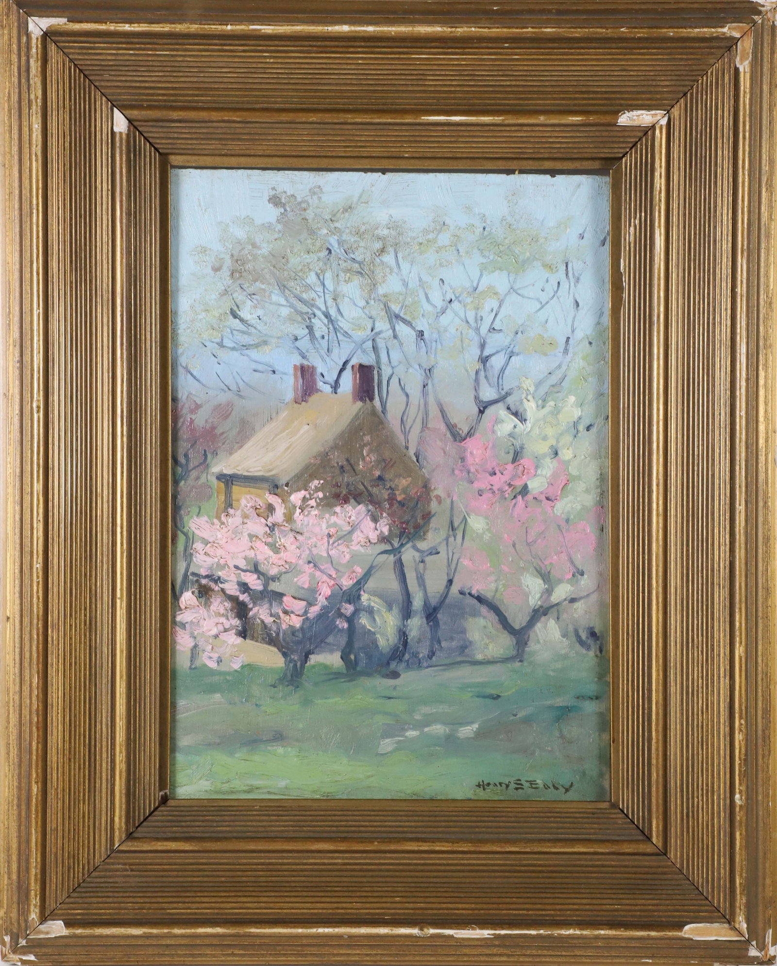 Henry Stephens Eddy Oil on Panel "Cottage in the Woods" (1 of 5)