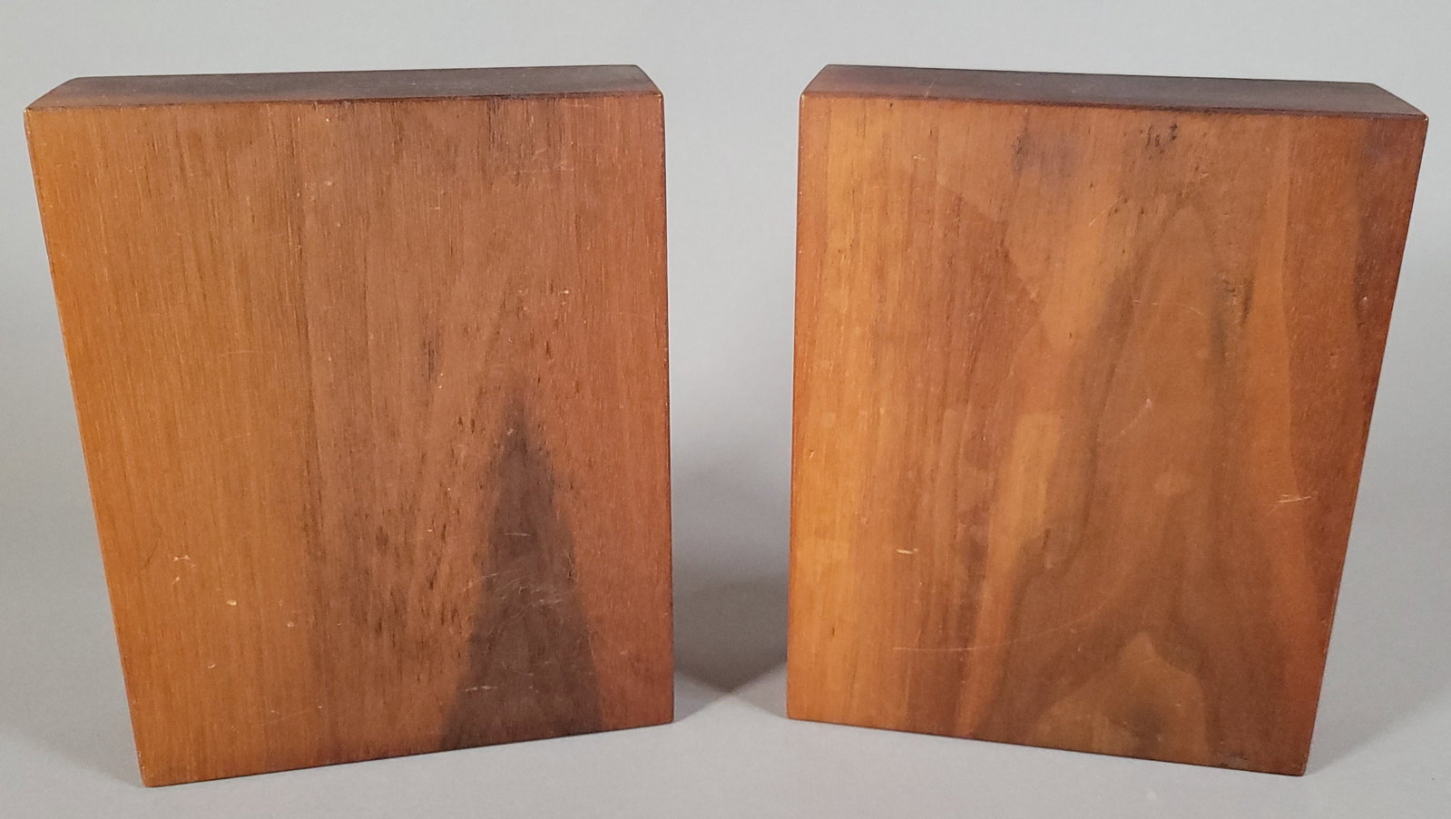 Pair of Mid Century Modern Walnut Ceramic Insert Bookends - 5