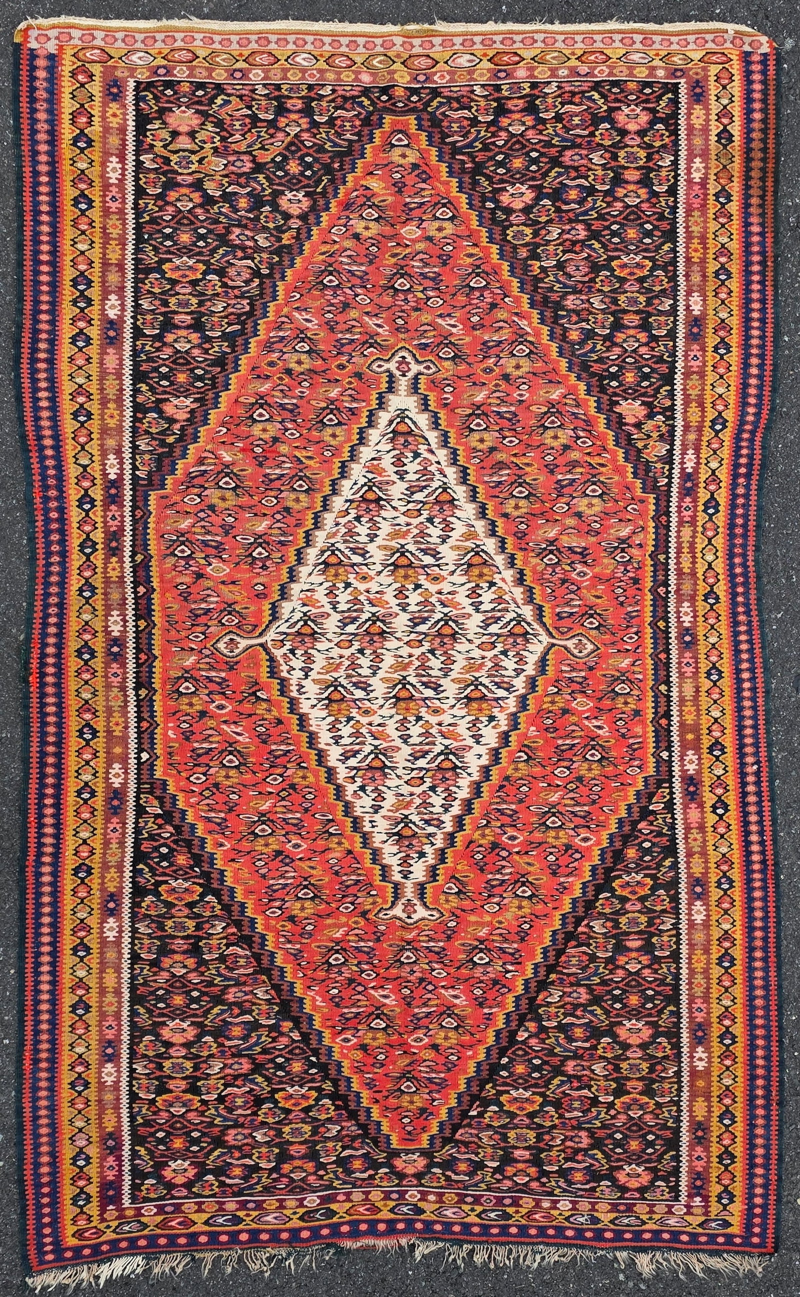 Vintage Flat Woven Soumak Oriental Carpet Rug, 20th century (1 of 5)