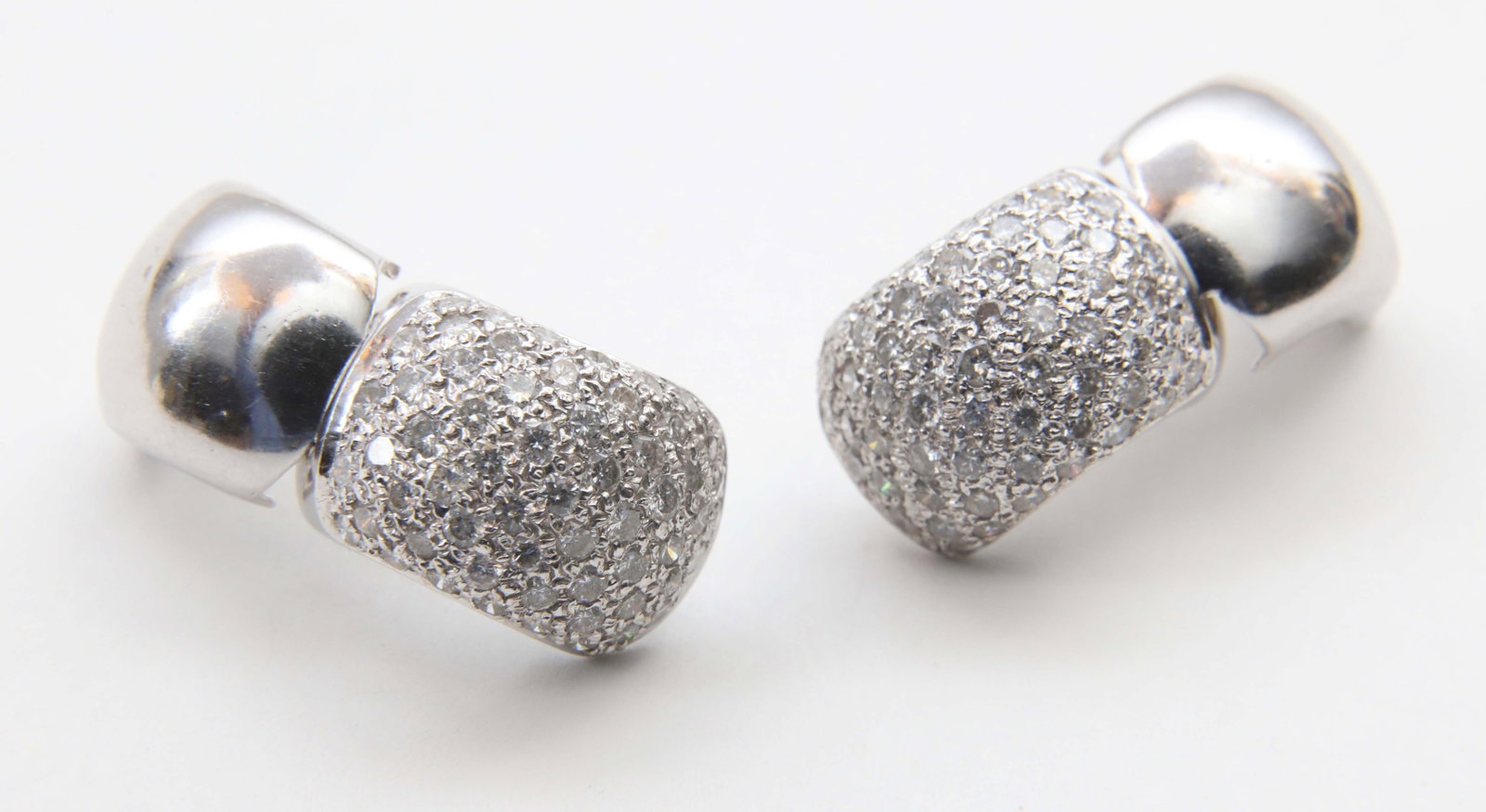 Pair of 14k White Gold Pave Diamond Earrings (1 of 3)
