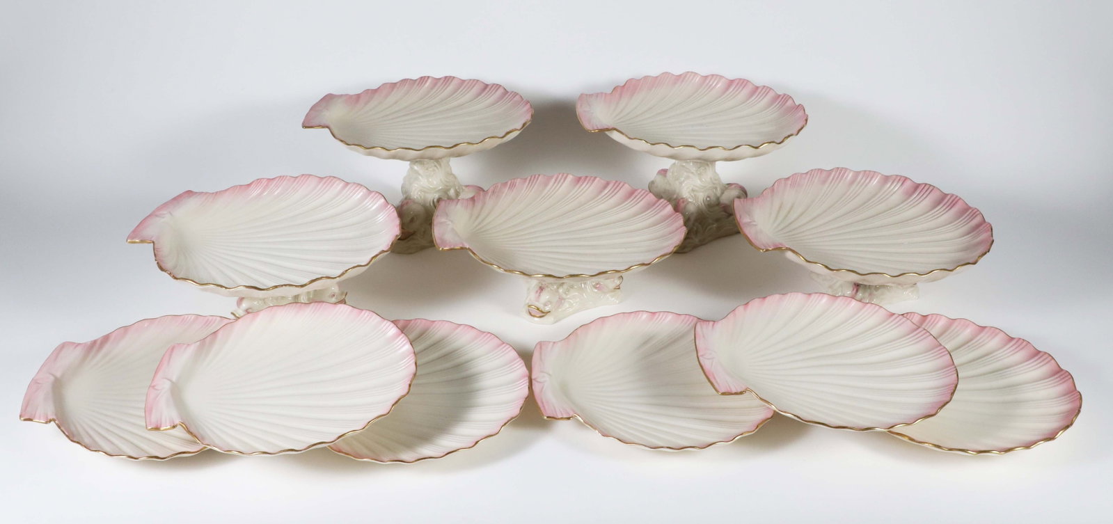 Set of Irish Belleek Scallop Shell Form China Comprising 11 Pieces (1 of 8)