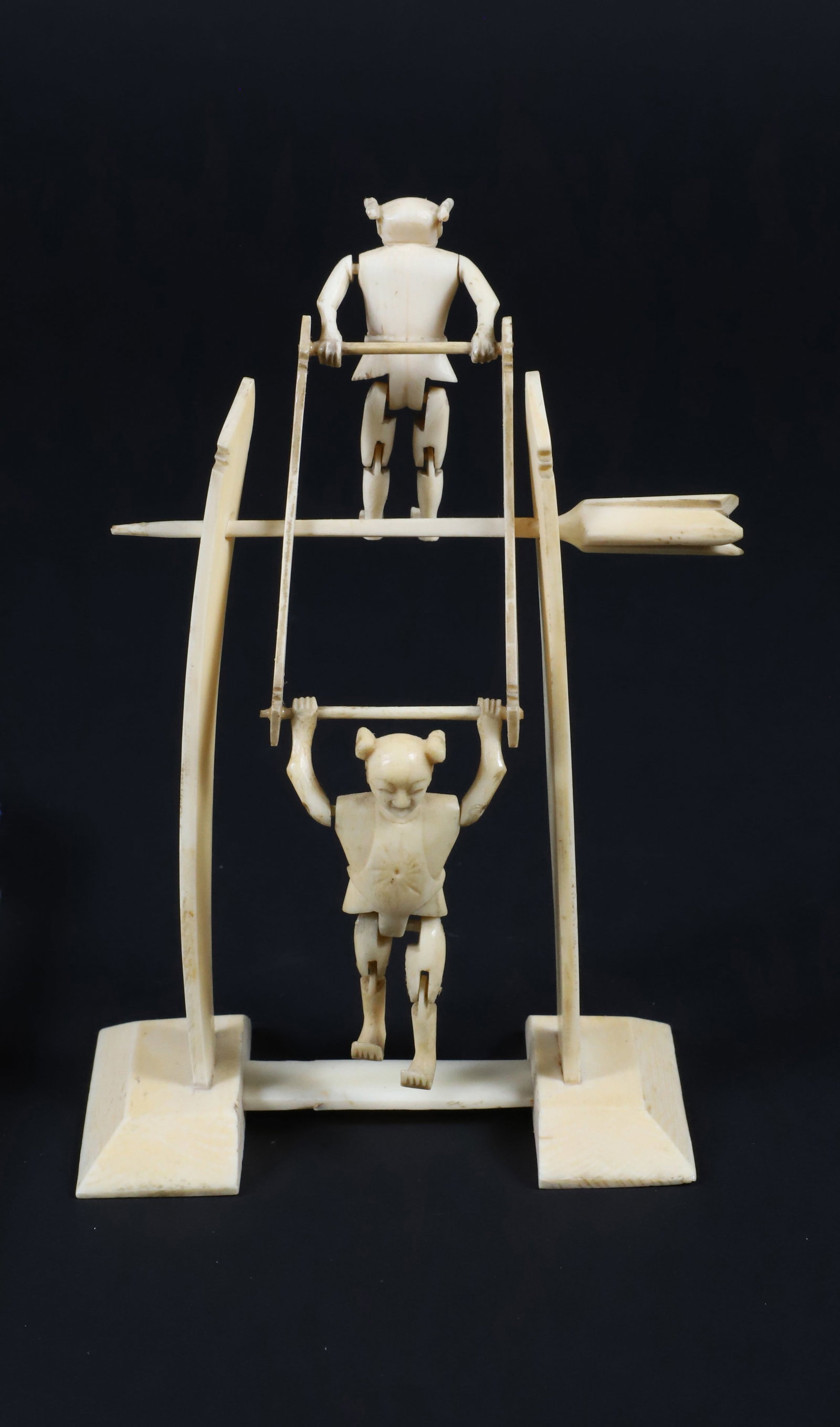 Chinese Export Carved Antique Bone Teeter-Totter Toy, 19th Century (1 of 8)