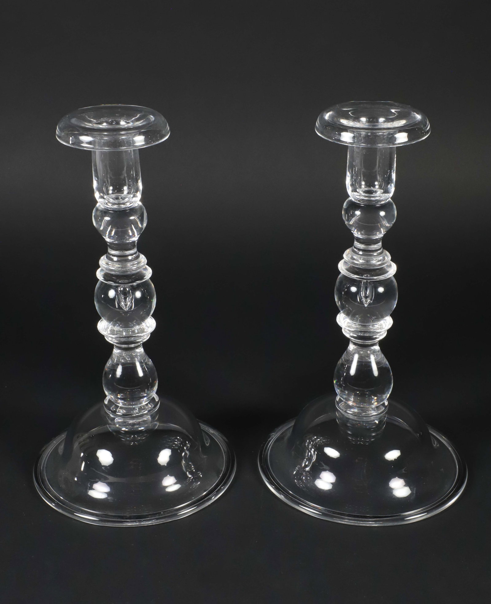 Pair of Signed Steuben Glass Candlesticks Designed by Frederick Carter (1 of 5)