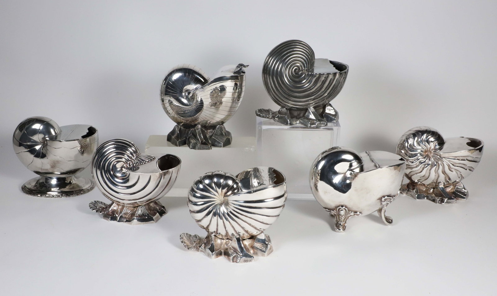 Group of Seven Silver Plated Nautilus Shell Spoon Warmers, 19th / 20th Century (1 of 6)