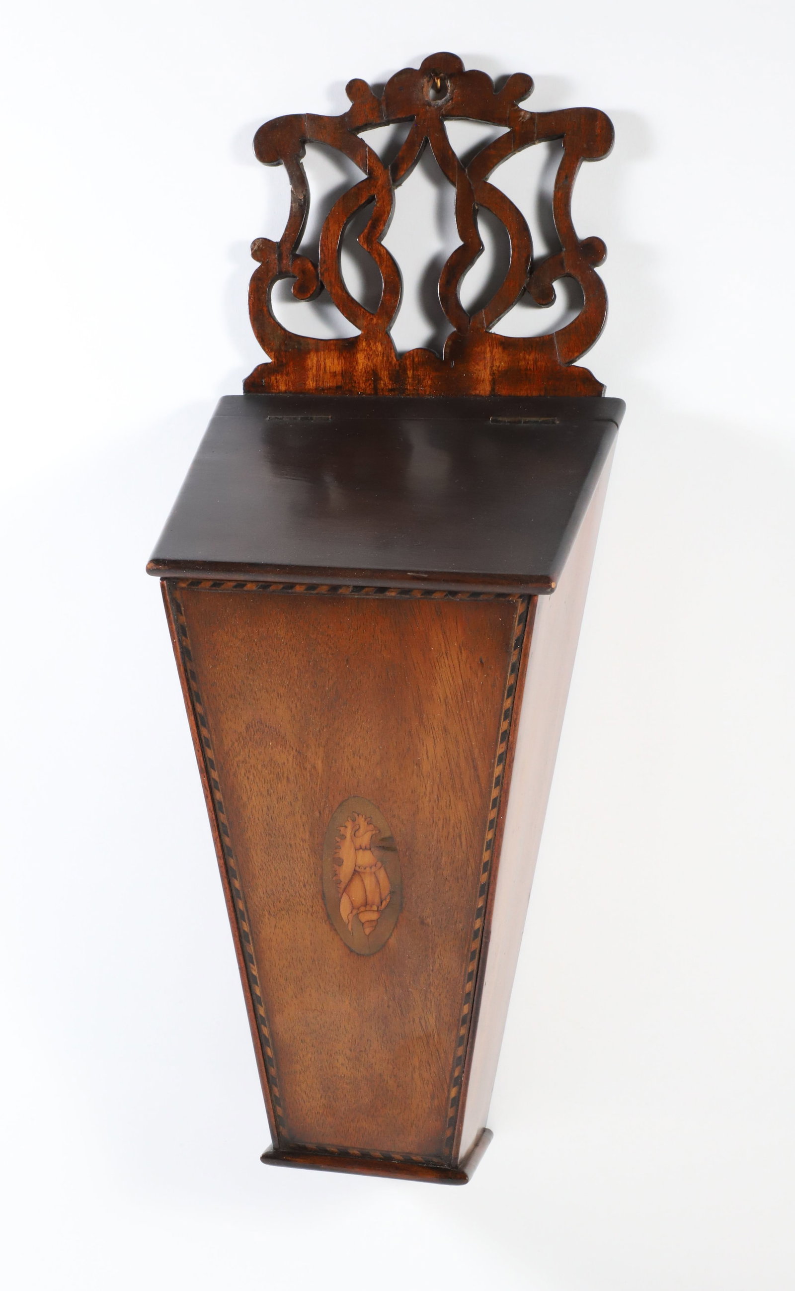 English Shell Inlaid Pipe or Candle Wall Box, 18th Century (1 of 4)