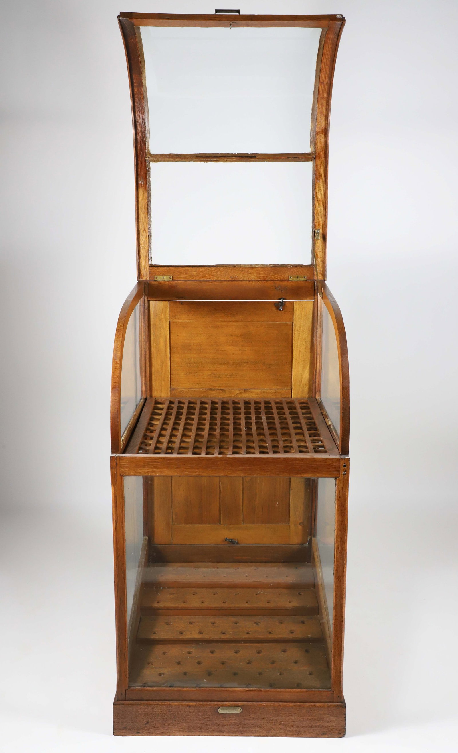 Oak Dome Top Cane Rack Display Showcase - 2