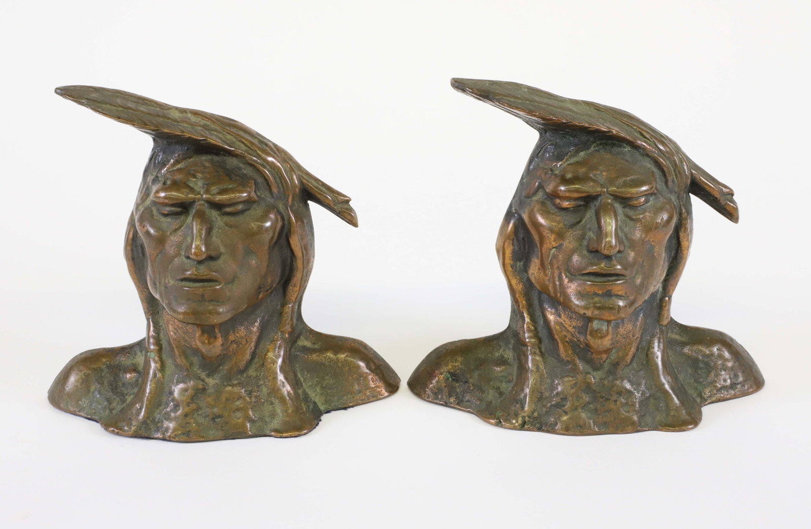 Pair of Patina Bronze Indian Portrait Bookends (1 of 5)