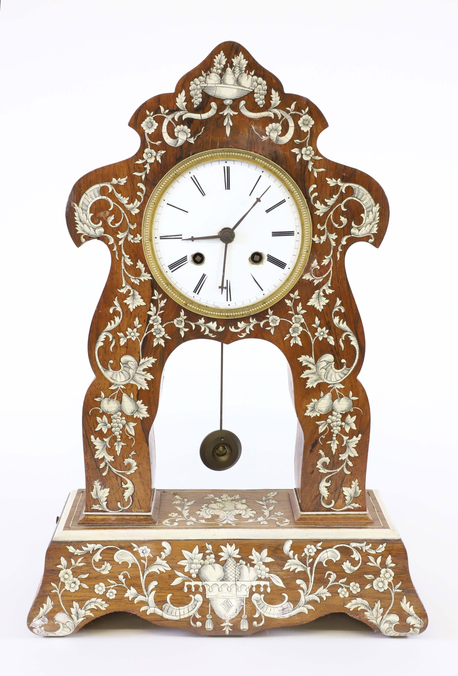Elaborately Inlaid Musical Mantel Clock, 19th Century (1 of 6)