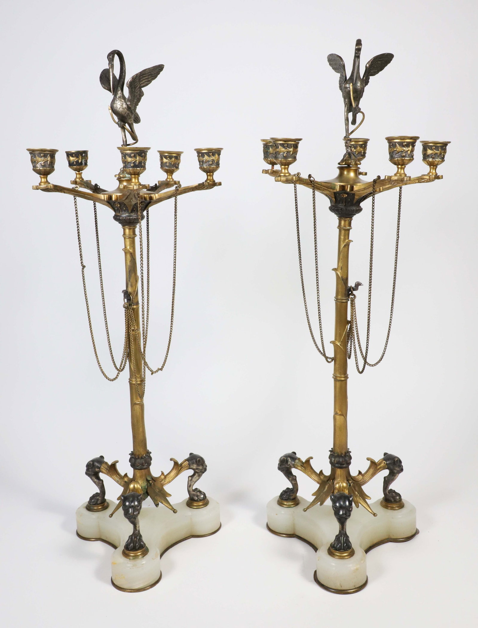 Pair of 2nd Empire Gilt and Patinated Bronze Candelabra in the manner of Barbedienne, circa 1870 (1 of 10)