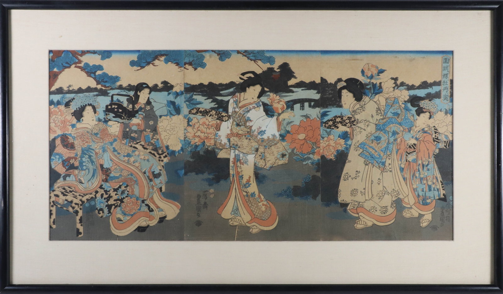 Antique Japanese Ukiyo-e Woodblock Print by Utagawa Kunisada, circa 1854 (1 of 6)