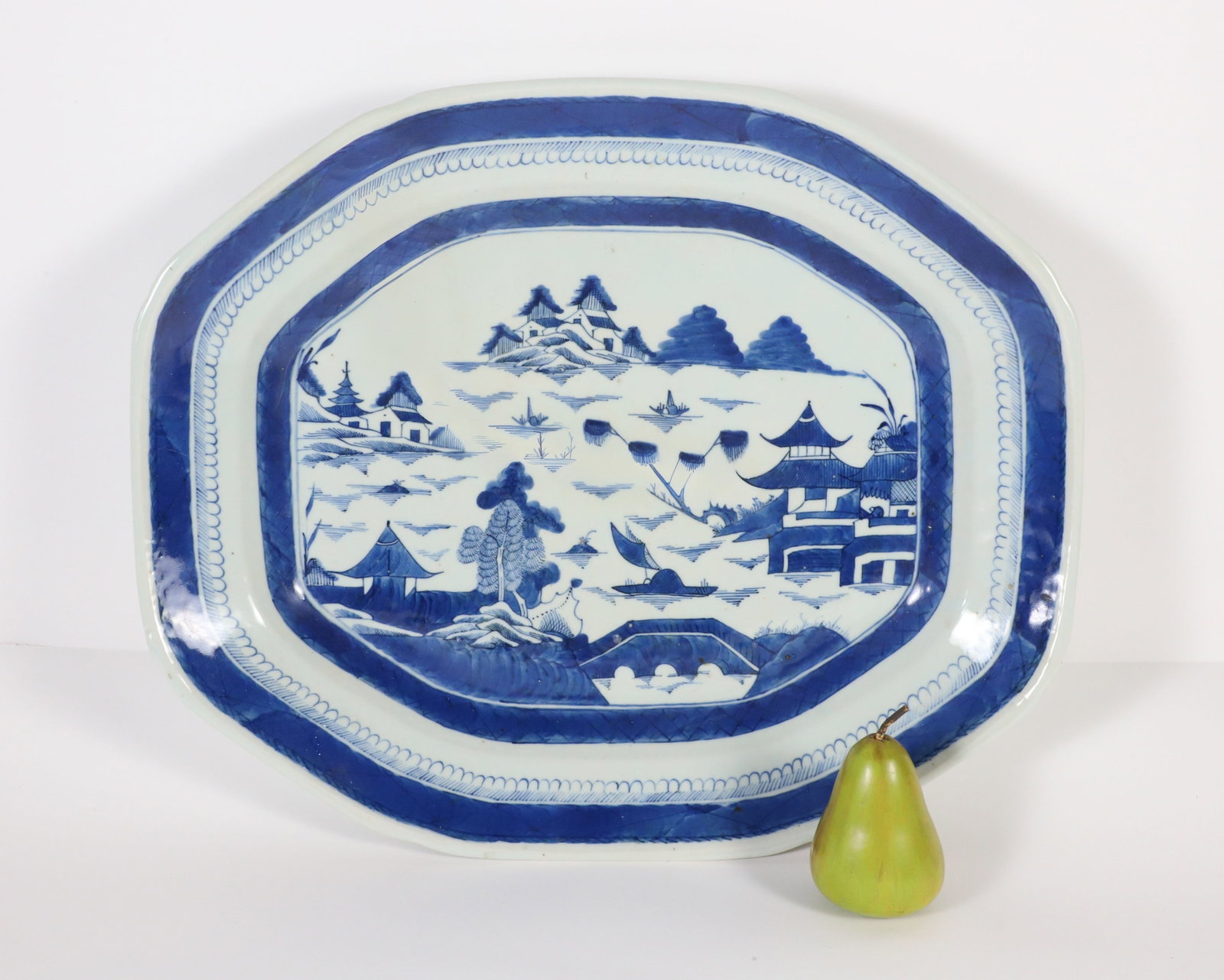 Large Blue and White Canton Meat Platter, 19th Century (1 of 3)