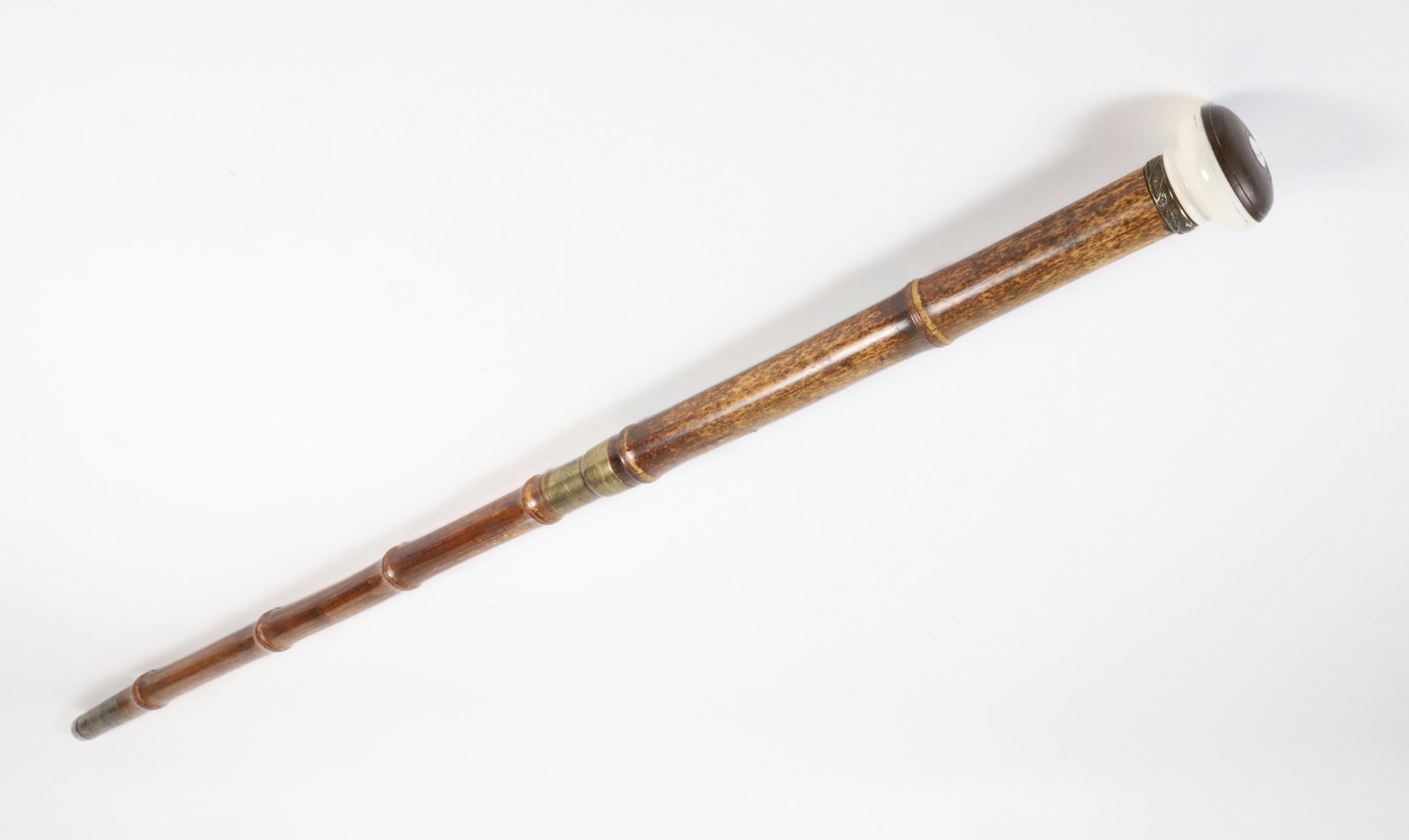 Aquarellist's Gadget Stick Artist Cane, 19th Century: Aquarellist’s Gadget Stick Artist Cane, 19th Century, on bamboo shaft with three compartments. Illustrated in Cane Curioso. An “Aquarellist’s Gadget Stick” refers to a 19th-century artist�