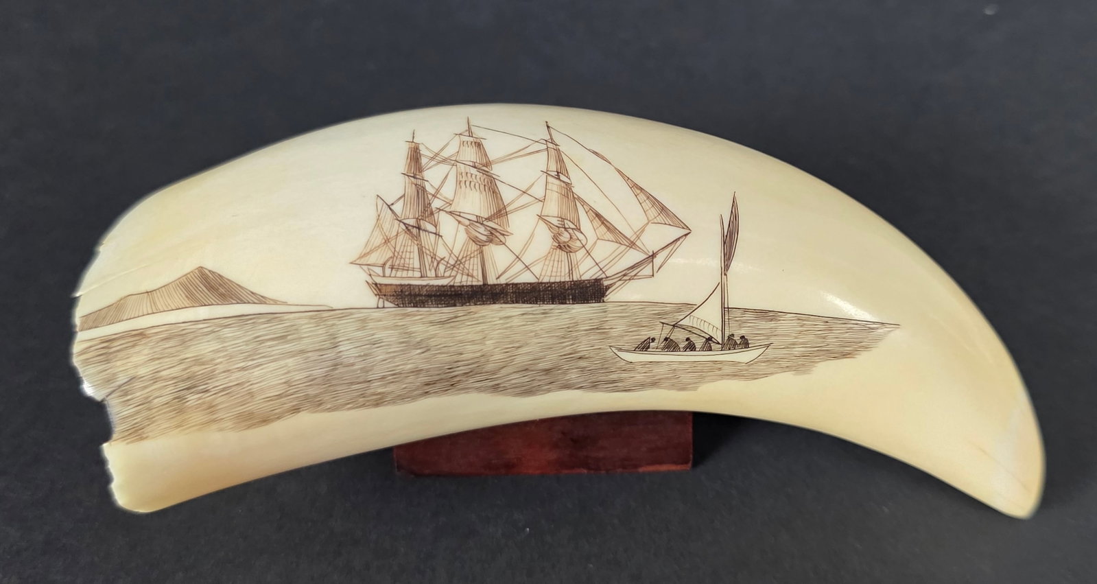 Robert Spring Polychrome Scrimshaw Whale's Tooth, circa 1971 (1 of 6)