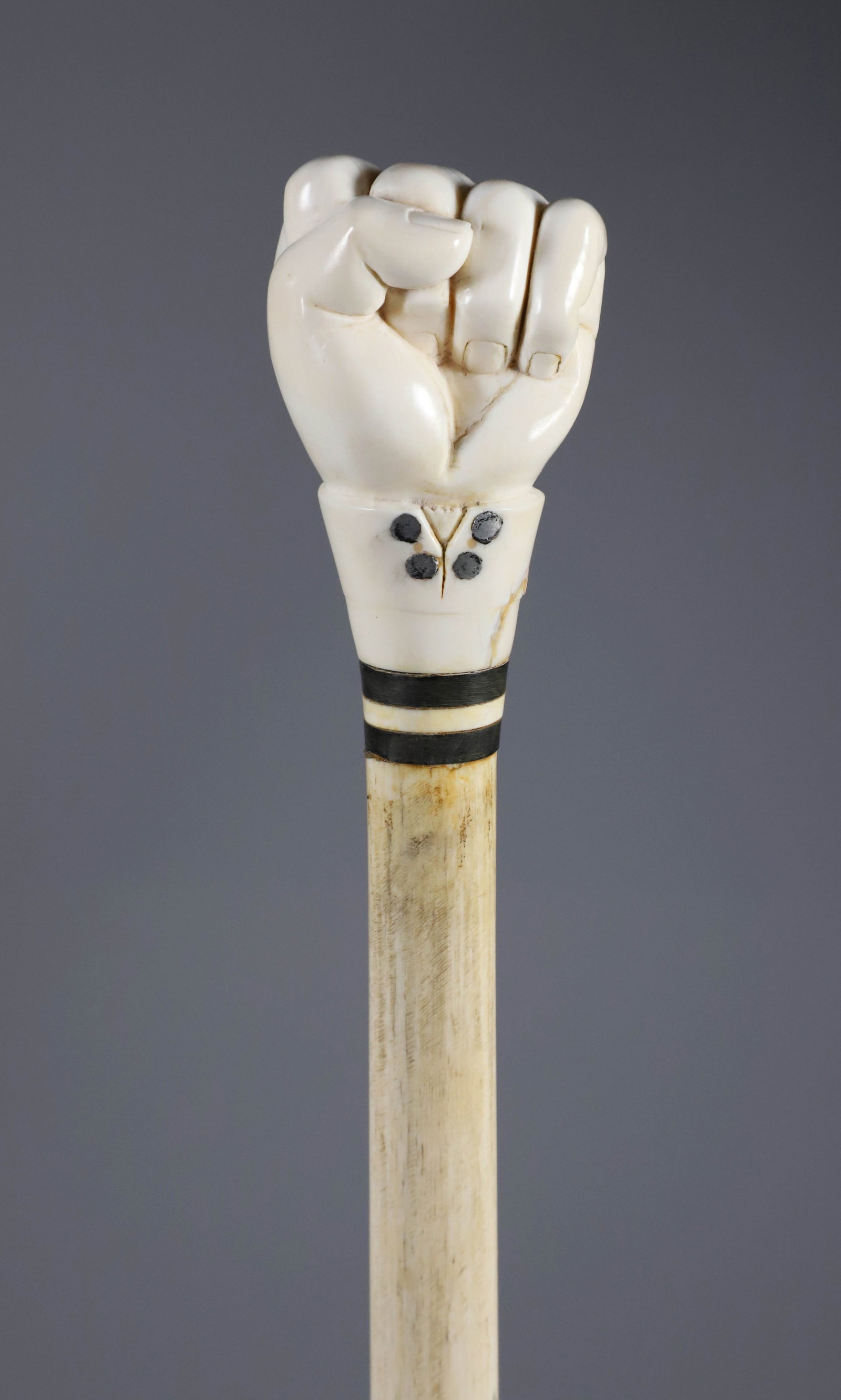 Whaler Made Finely Carved Clenched Fist Walking Stick, 19th Century (1 of 7)
