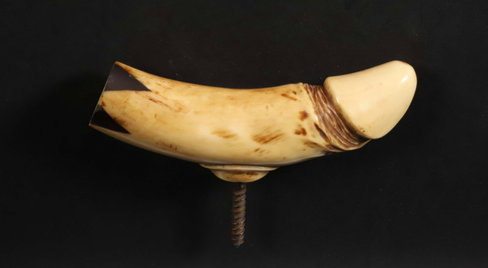 Whaleman Carved Penis Cane Grip, 19th Century: Whaleman Carved Penis Cane Grip, 19th Century. ** Note: This item is not available for international shipping. Length 3.25 in. Provenance: The John M. Deciccio Collection, Na