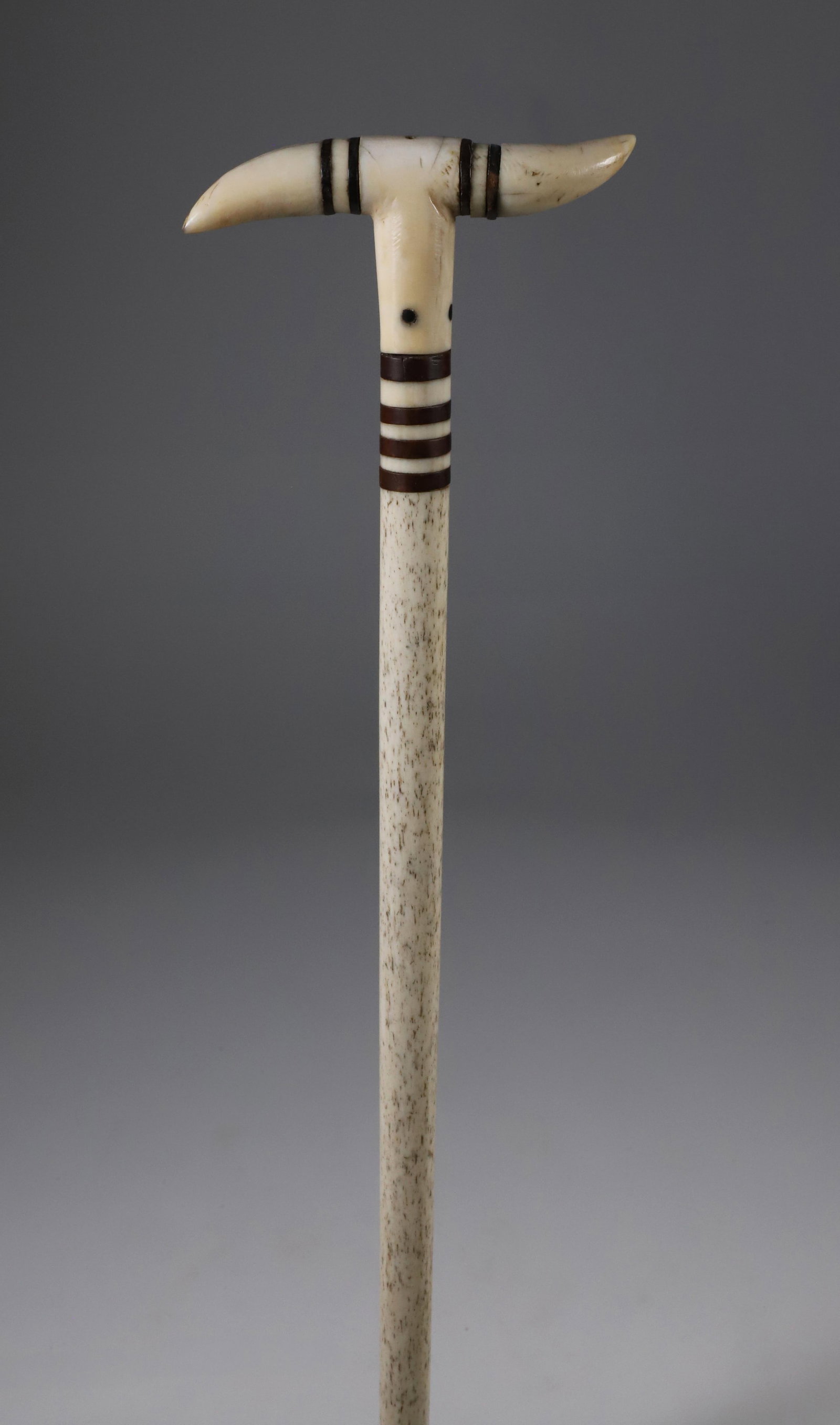 Whaleman Made T-Grip and Inlaid Cane, 19th Century (1 of 7)