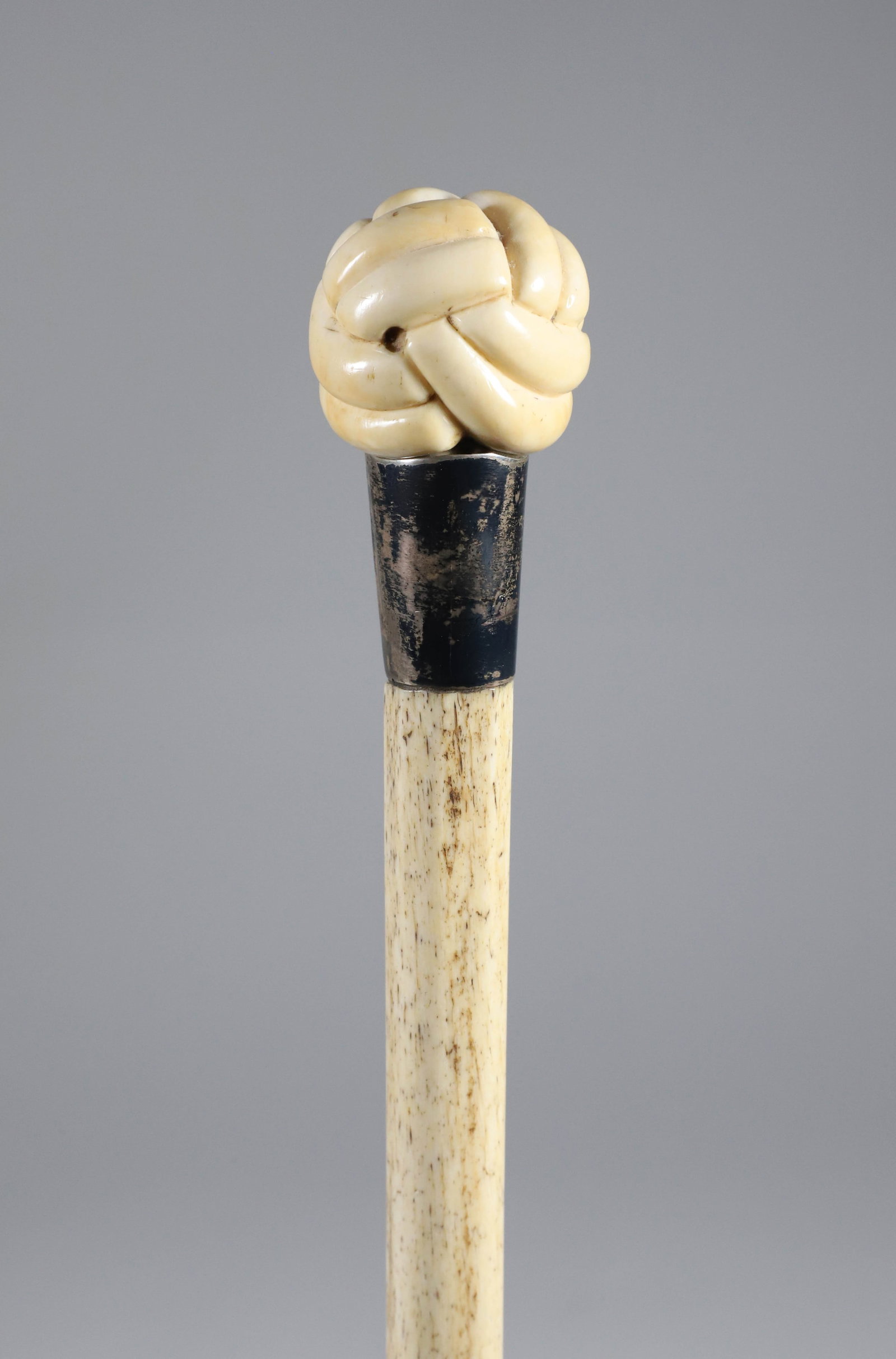 Whaler Made Turk's Knot Grip Walking Stick, 19th Century (1 of 6)