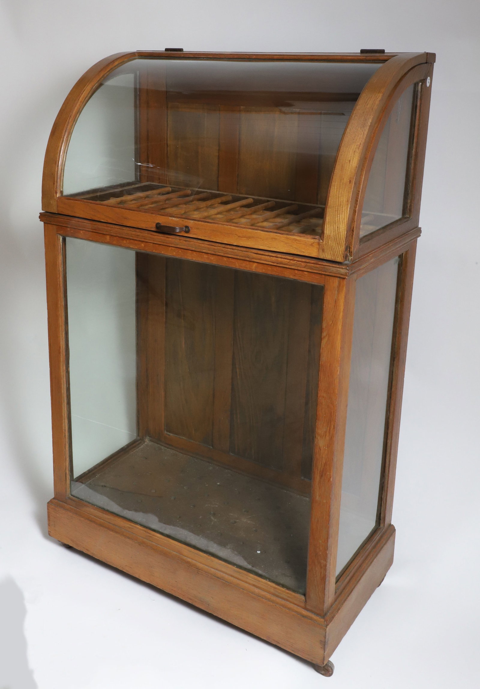 Vintage Oak Dome Top Cane or Walking Stick Display Showcase (1 of 4)
