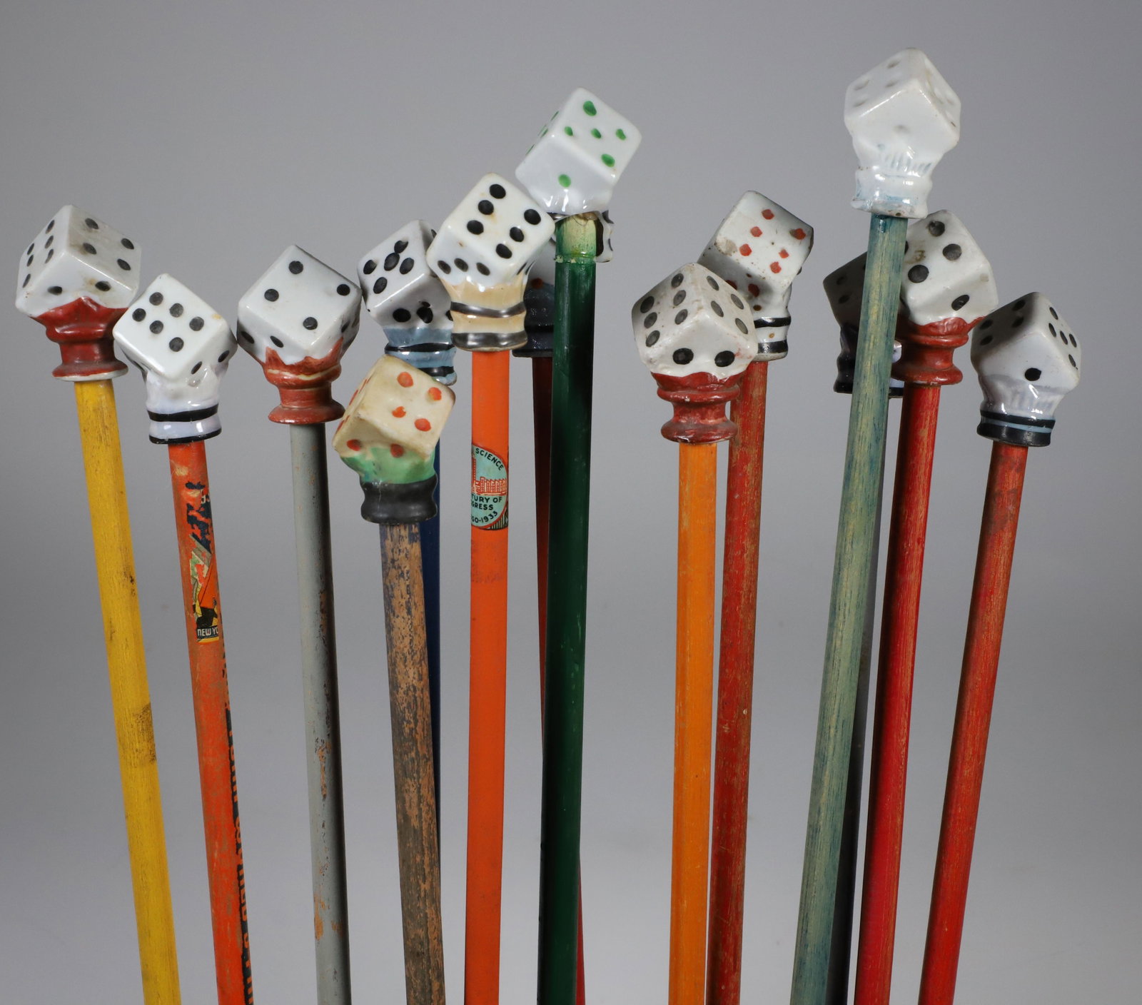 Collection of 12 Porcelain Dice Carnival Walking Sticks (1 of 5)