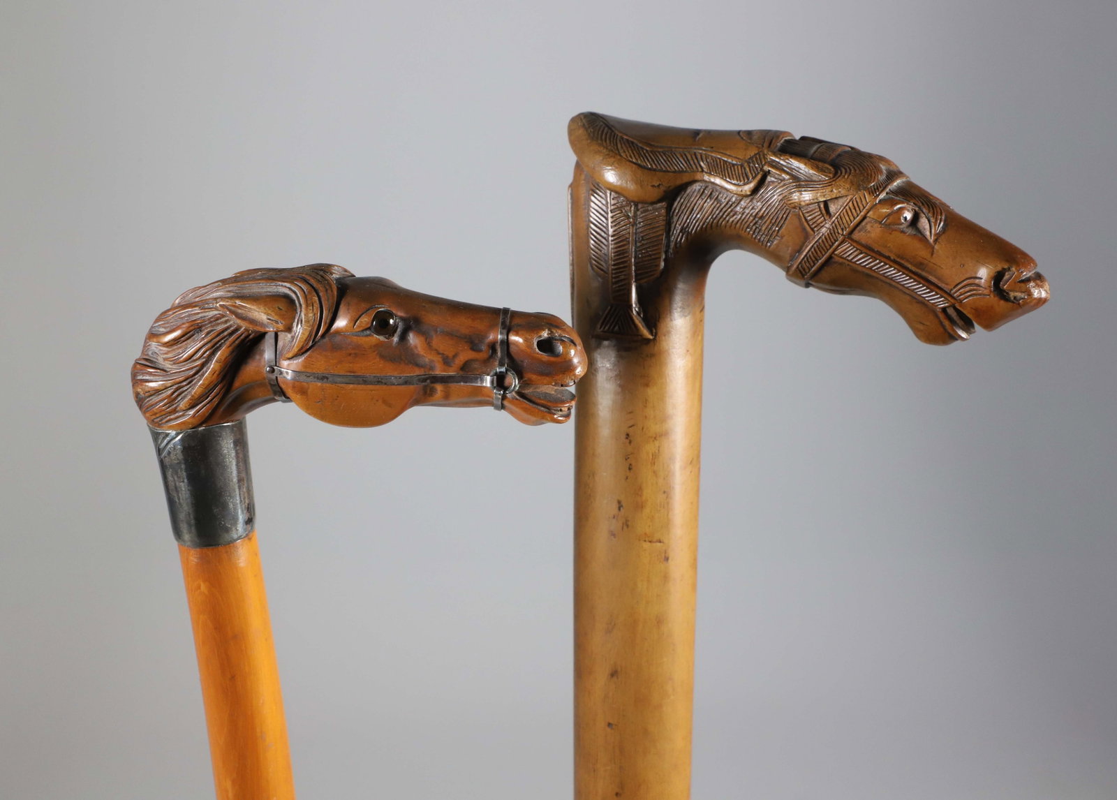 Two Vintage Carved Wood Horse Head Canes (1 of 7)