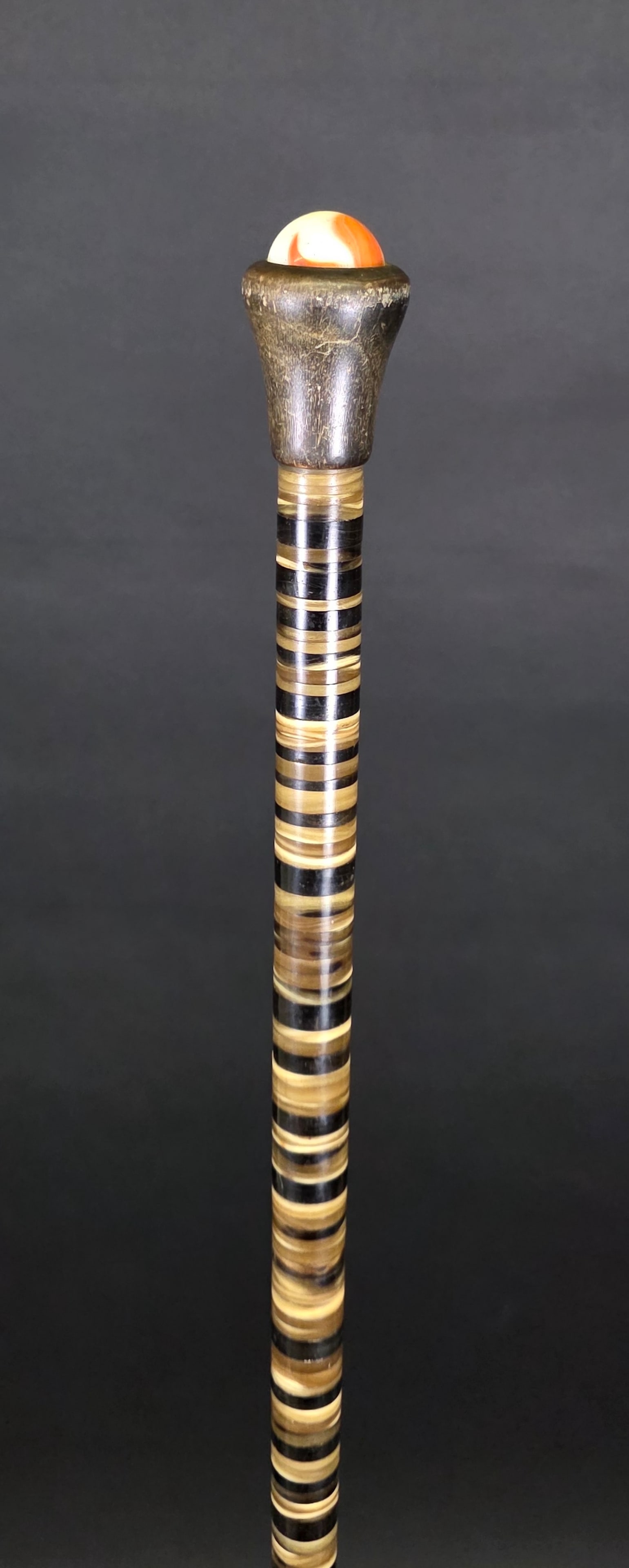 Antique Horn and Ebony Continuous Spacer Walking Stick (1 of 6)