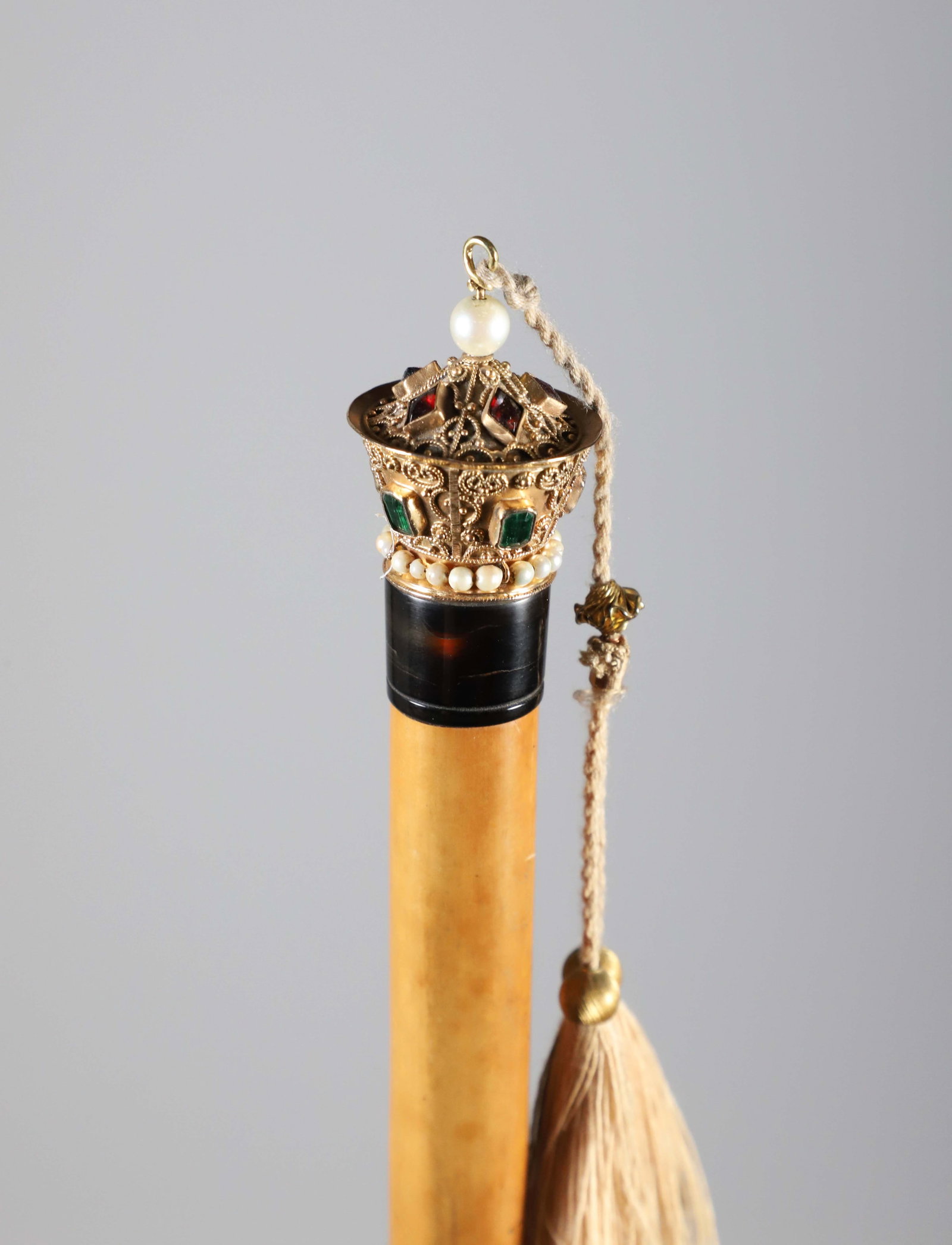 Jeweled Gilt Crown Walking Stick, 19th Century